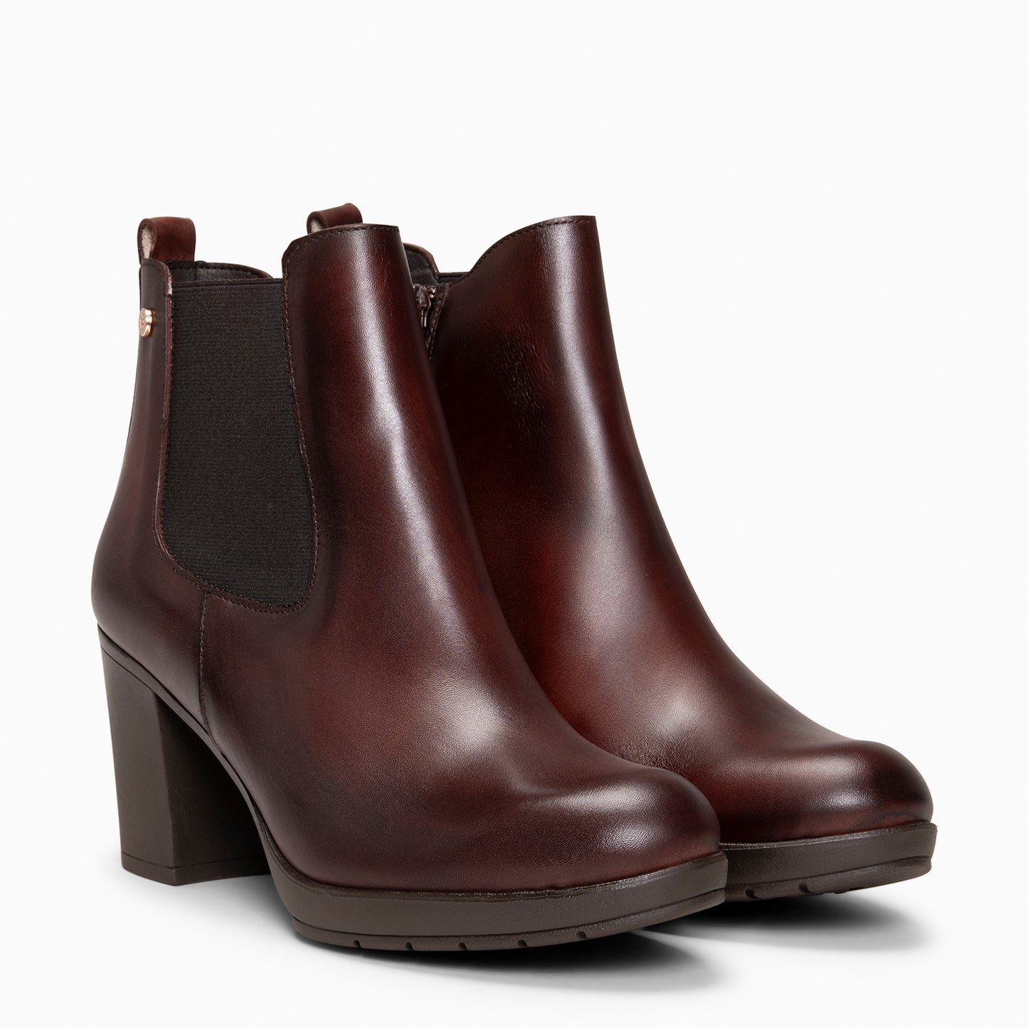 SABRINA – Botin de tacón alto con elástico lateral MARRON