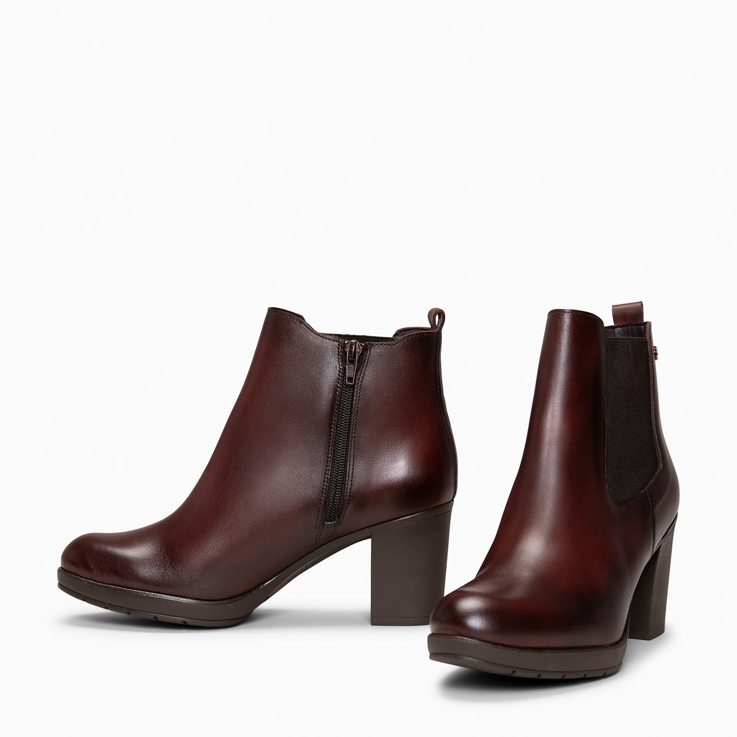 SABRINA – Botin de tacón alto con elástico lateral MARRON