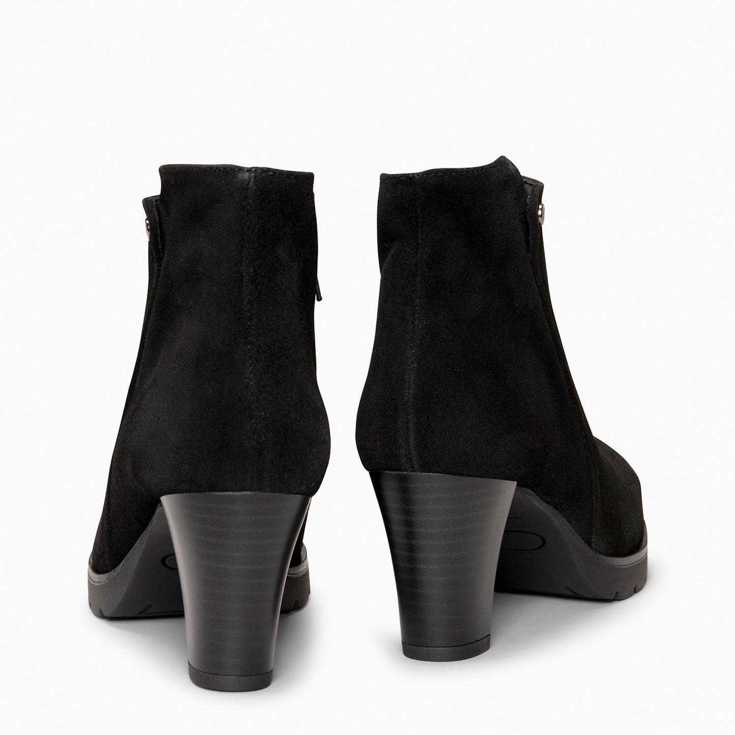 PRAGA – Botines con tacón de piel de seraje NEGRO