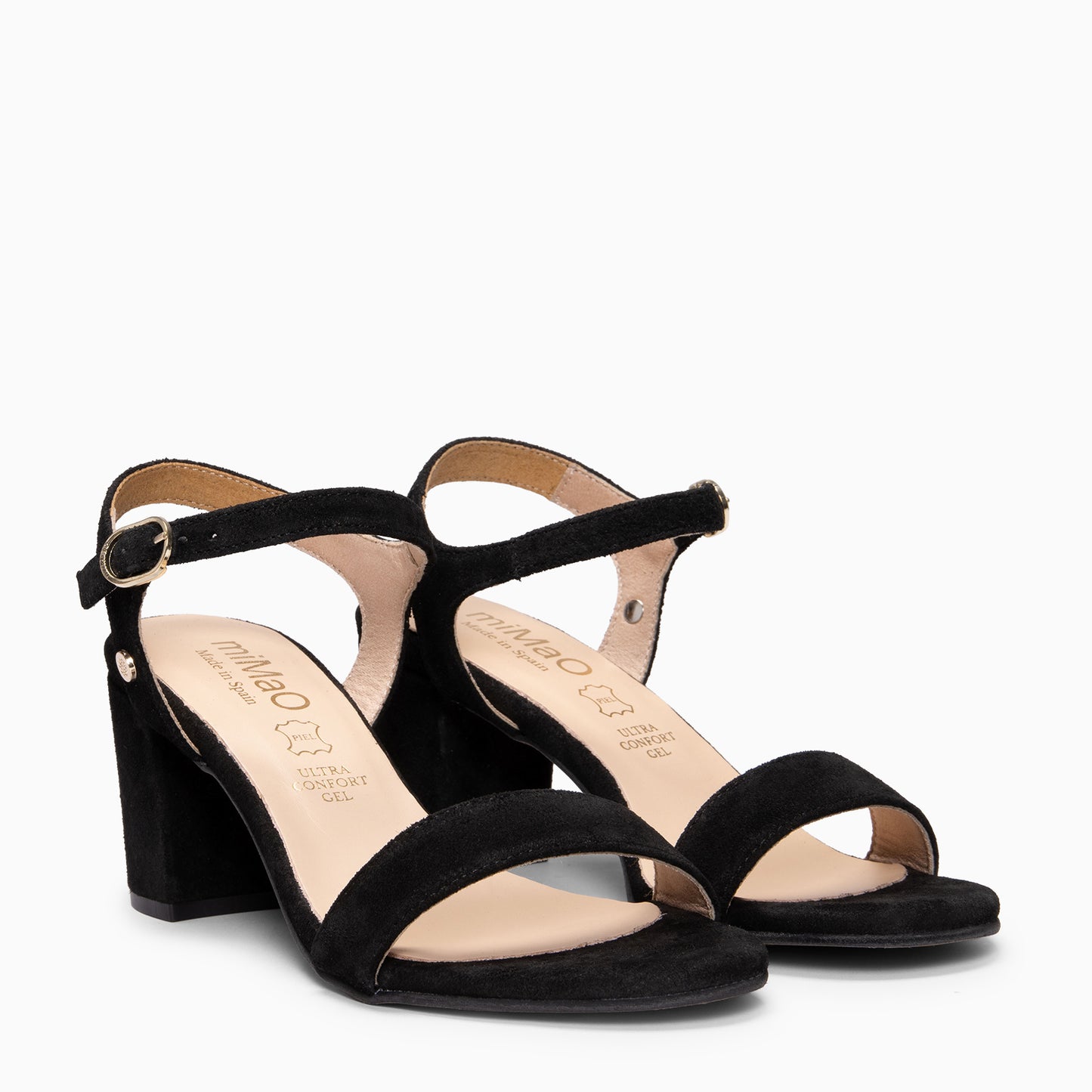 KEILA - Sandalias de Tacón Medio de Ante NEGRO