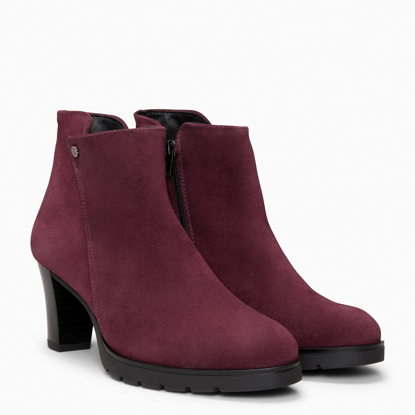 PRAGA – Botines con tacón de piel de seraje BURDEOS