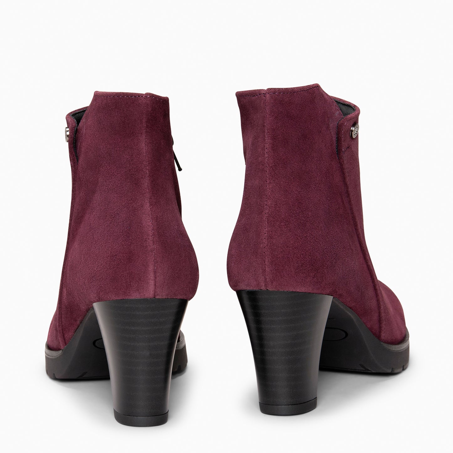 PRAGA – Botines con tacón de piel de seraje BURDEOS