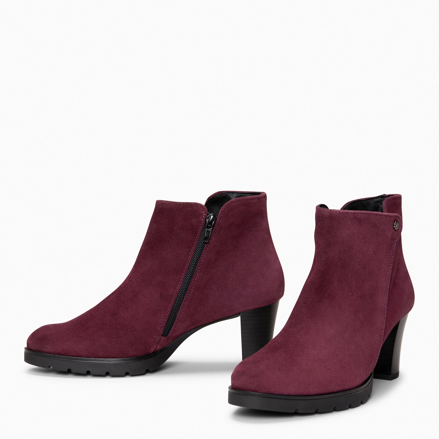 PRAGA – Botines con tacón de piel de seraje BURDEOS