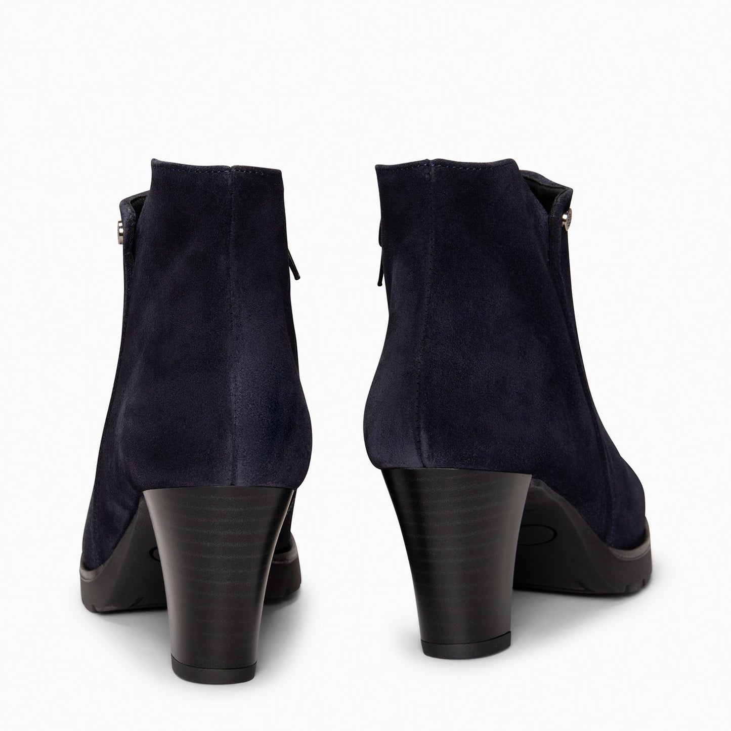 PRAGA – Botines con tacón de piel de seraje MARINO