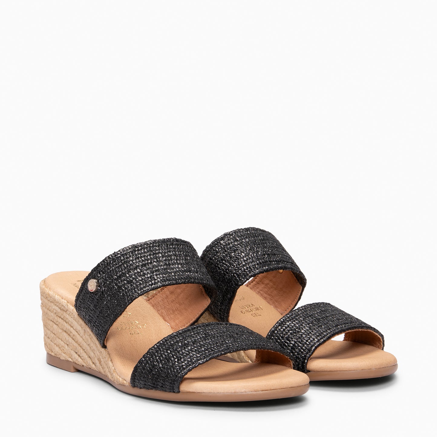 LIRA - Mules de cuña de esparto NEGRO