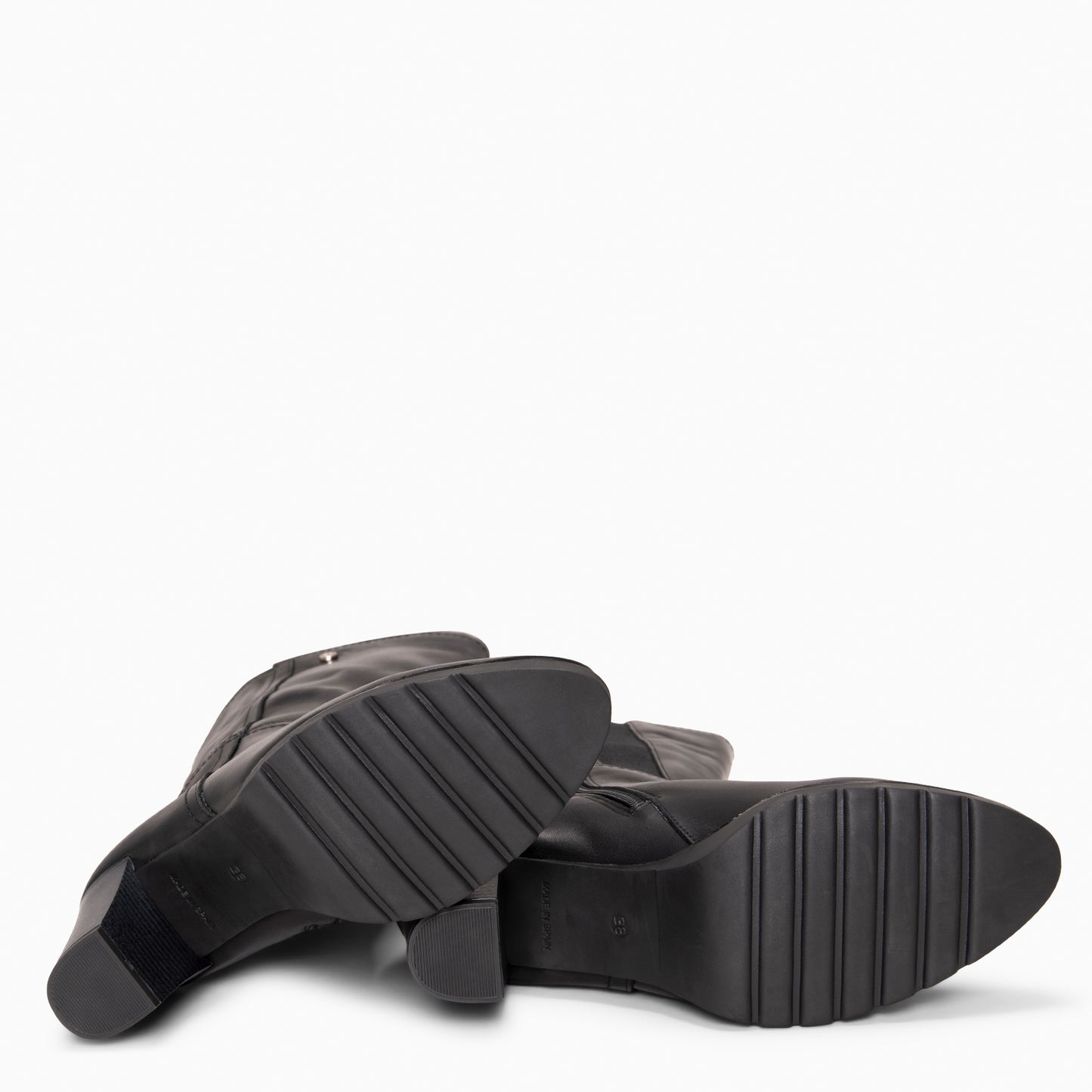 ARIANA XL – Botas de tacón y plataforma altas en piel NEGRO