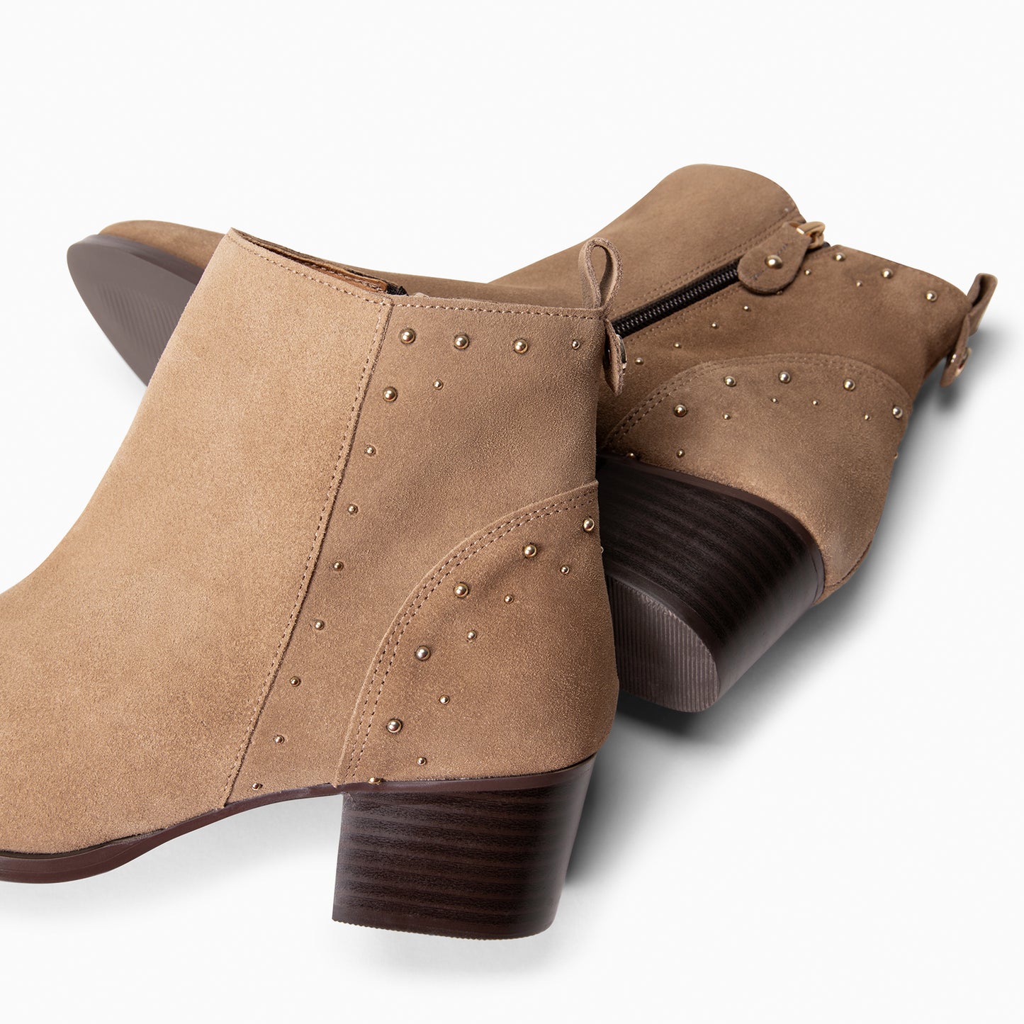DUSTY– botines de serraje con tachas TAUPE