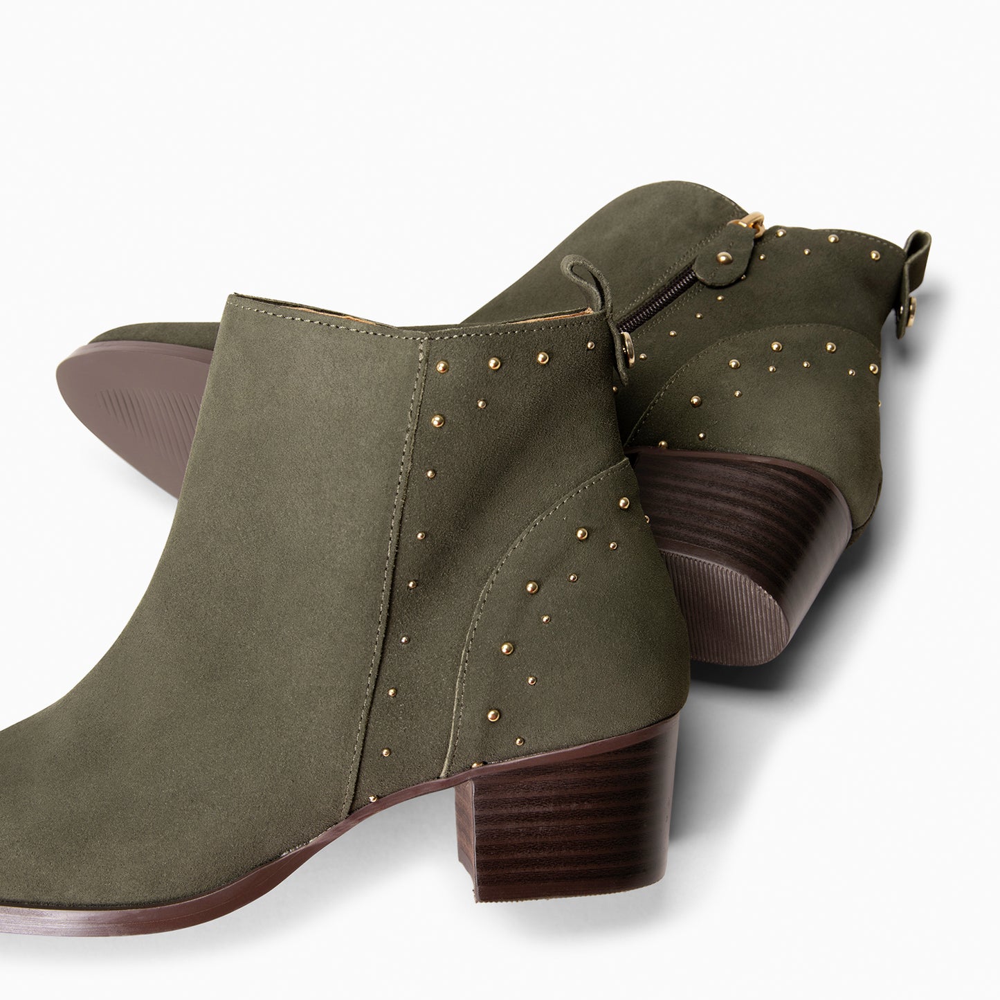 DUSTY– botines de serraje con tachas VERDE