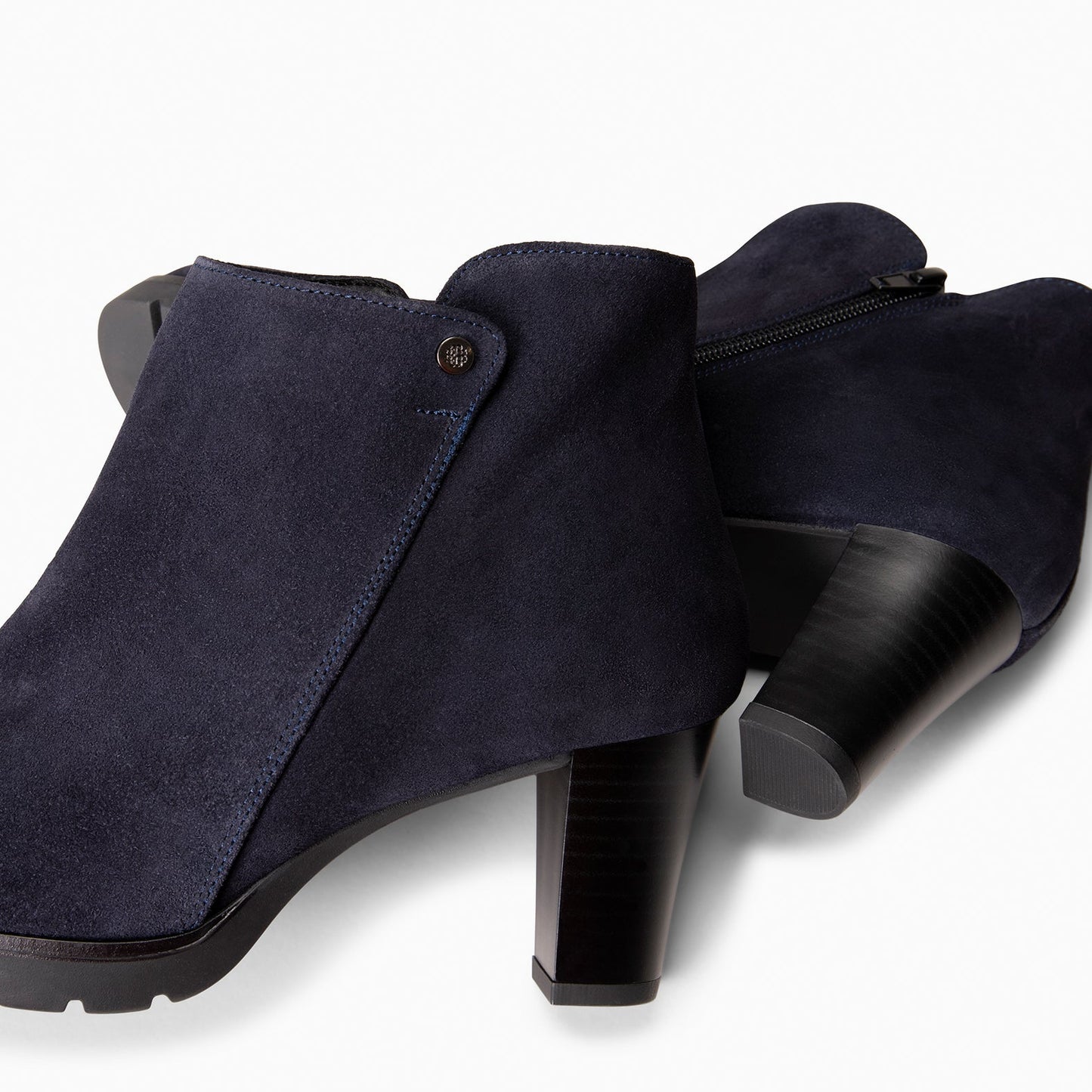 PRAGA – Botines con tacón de piel de seraje MARINO