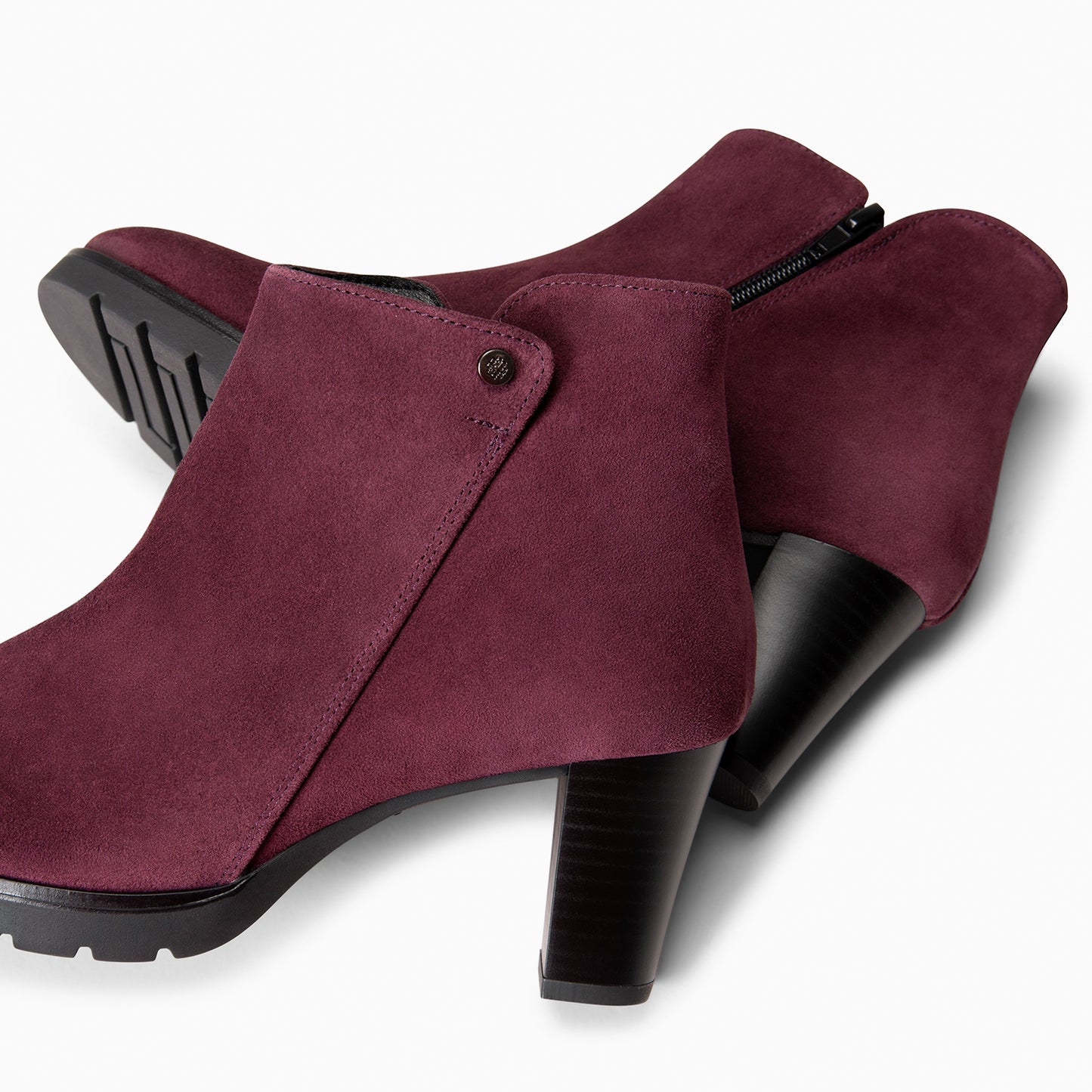 PRAGA – Botines con tacón de piel de seraje BURDEOS