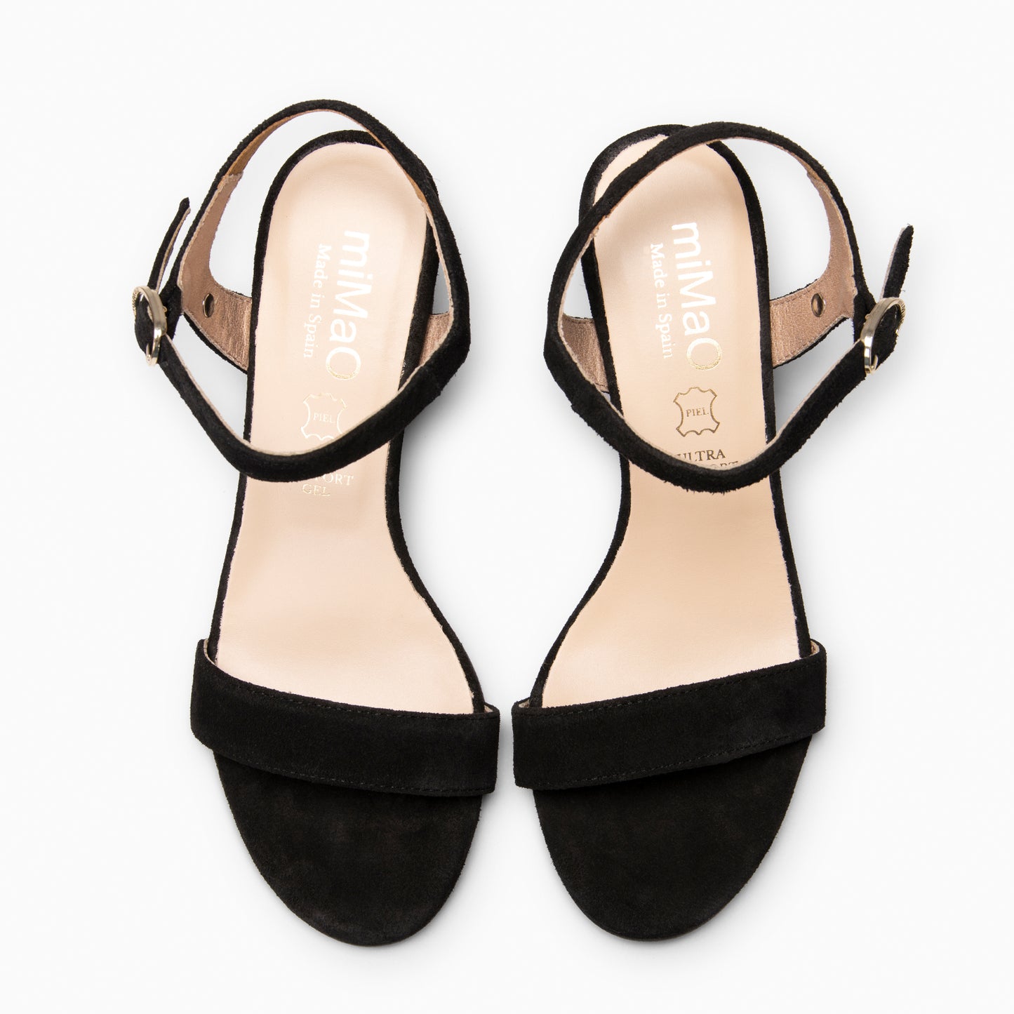 KEILA - Sandalias de Tacón Medio de Ante NEGRO