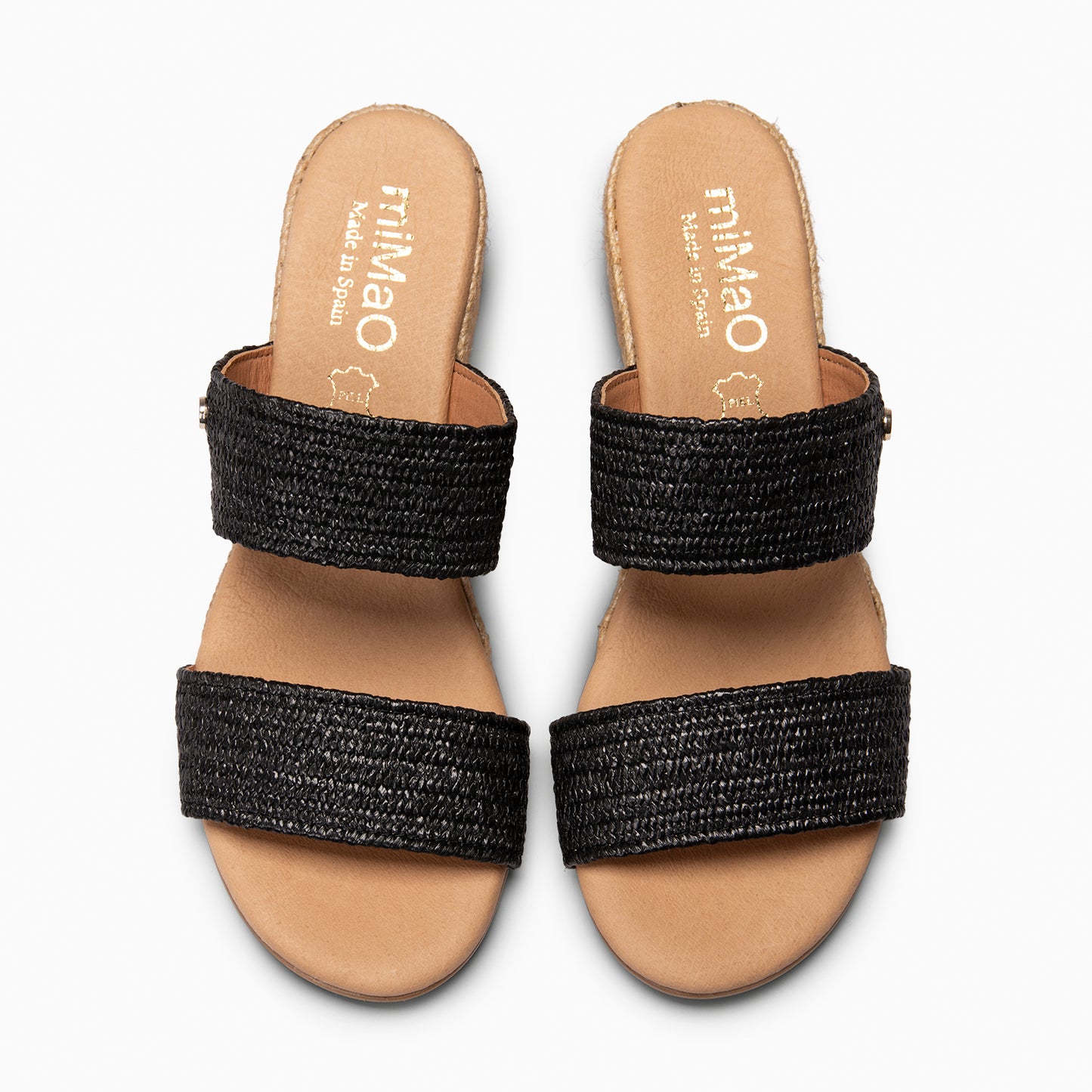 LIRA - Mules de cuña de esparto NEGRO