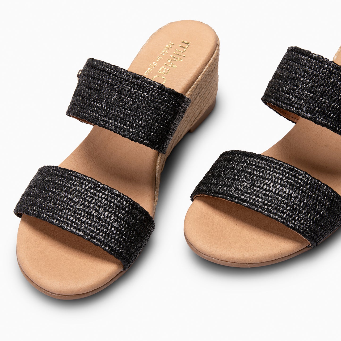 LIRA - Mules de cuña de esparto NEGRO