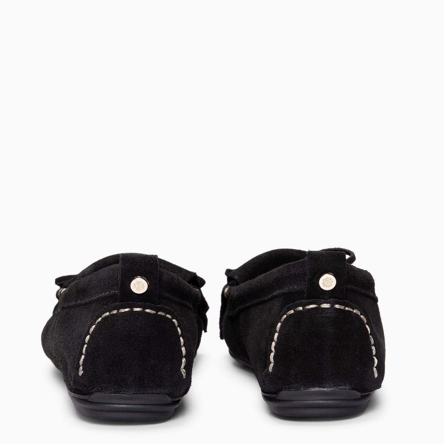 HABANA- Mocasines planos de ante con flecos y borlas NEGRO