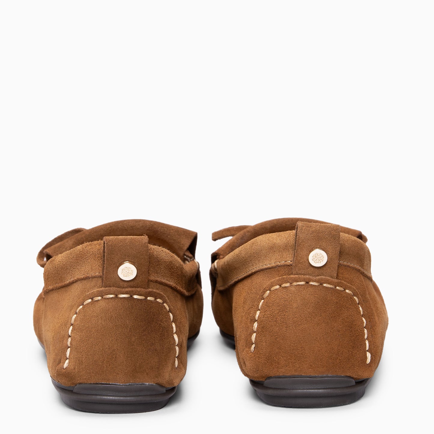 HABANA- Mocasines planos de ante con flecos y borlas CUERO