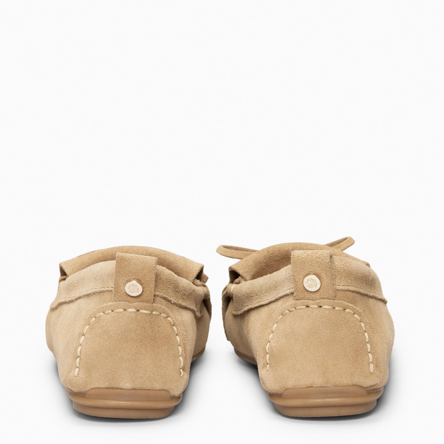 HABANA- Mocasines planos de ante con flecos y borlas BEIGE