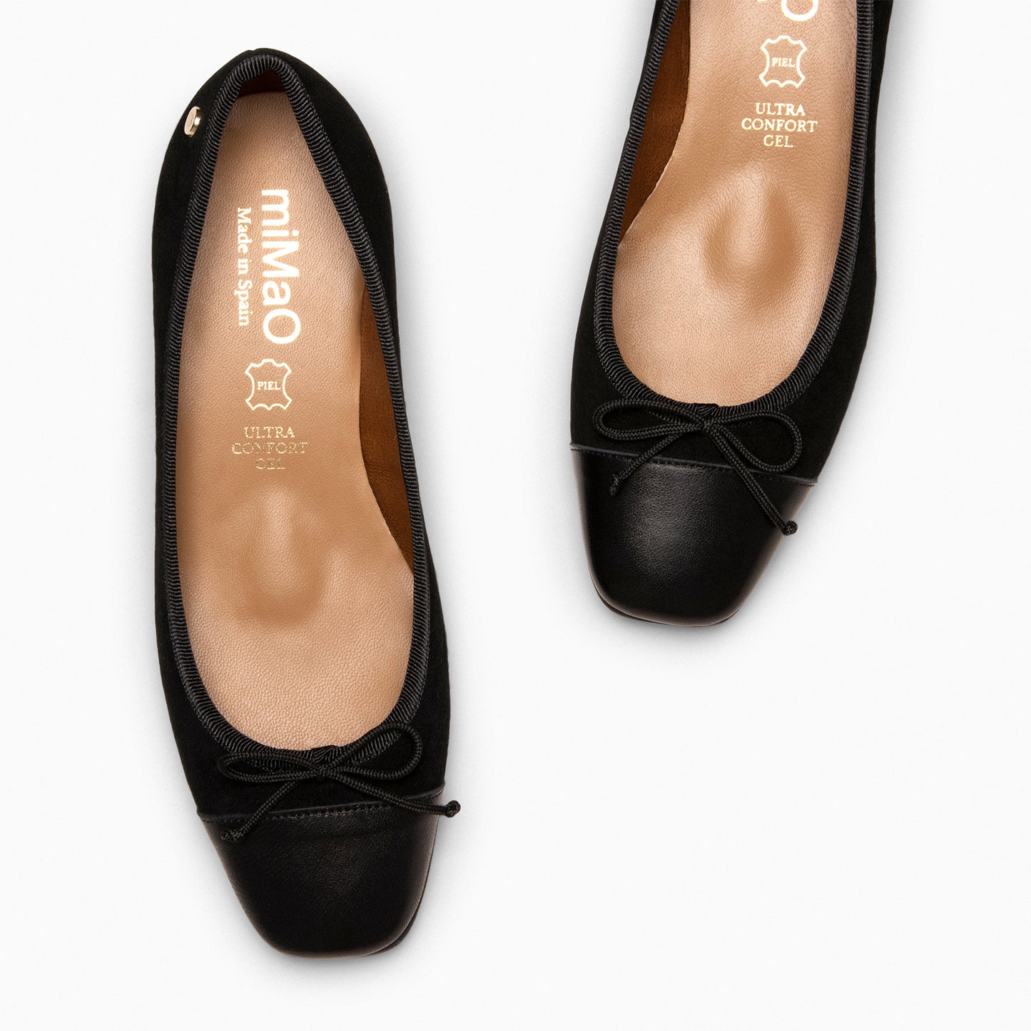 GLAMOUR – Ballerines en cuir verni NOIR avec talon et pointe