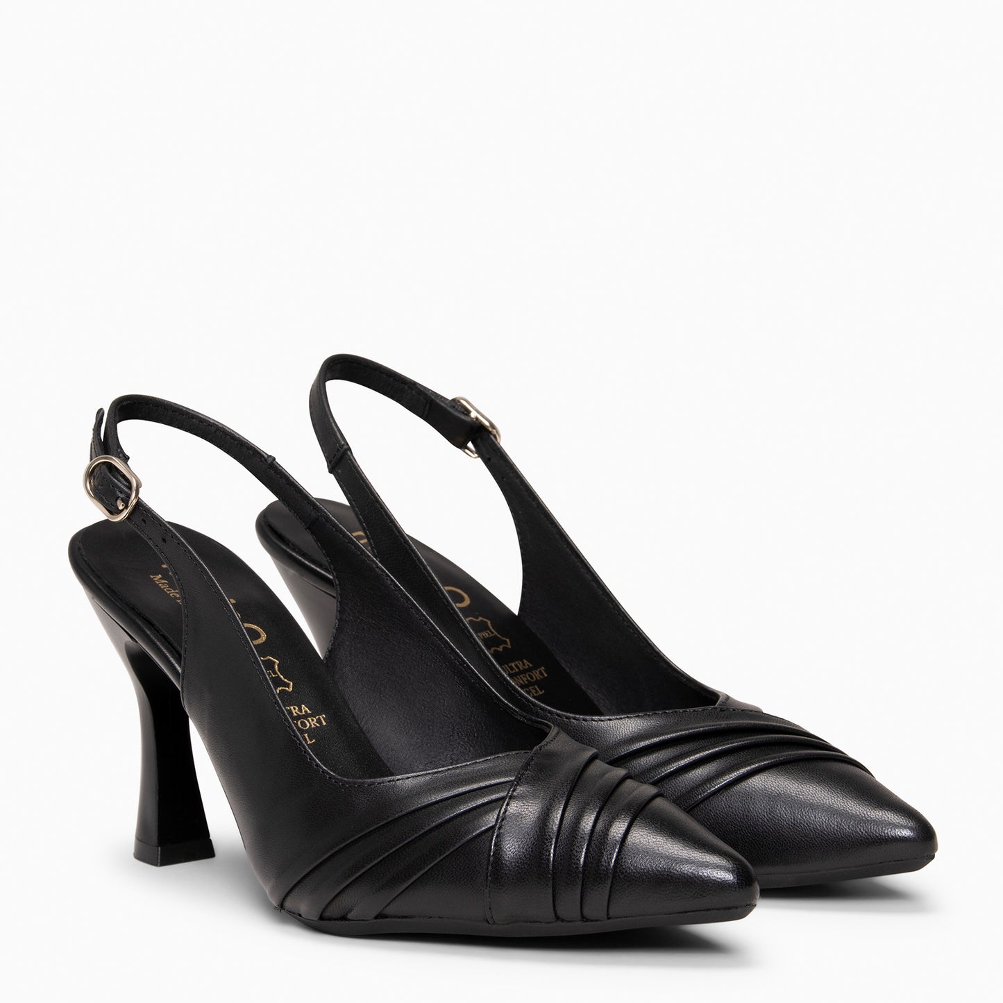 CARLA– Zapato de tacón alto destalonado NEGRO