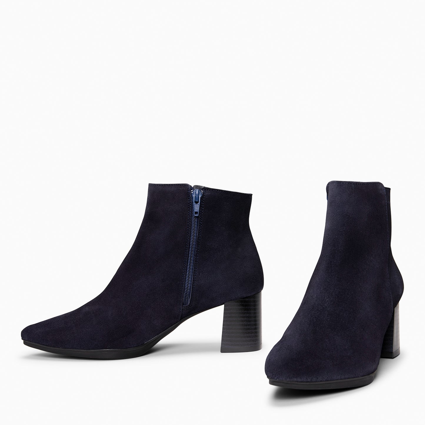 CITY - Botines de tacón ancho y punta fina MARINO