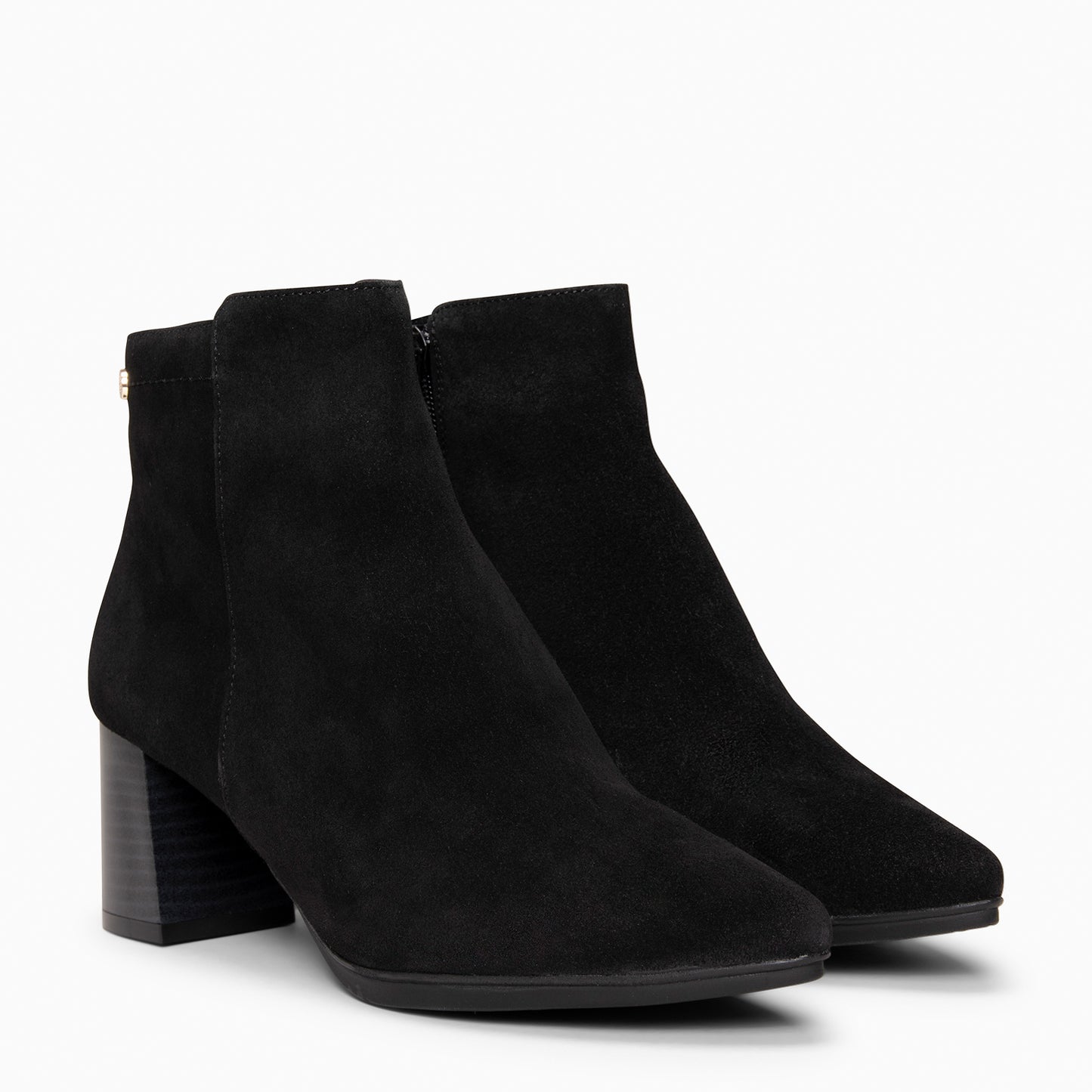 CITY - Botines de tacón ancho y punta fina NEGRO