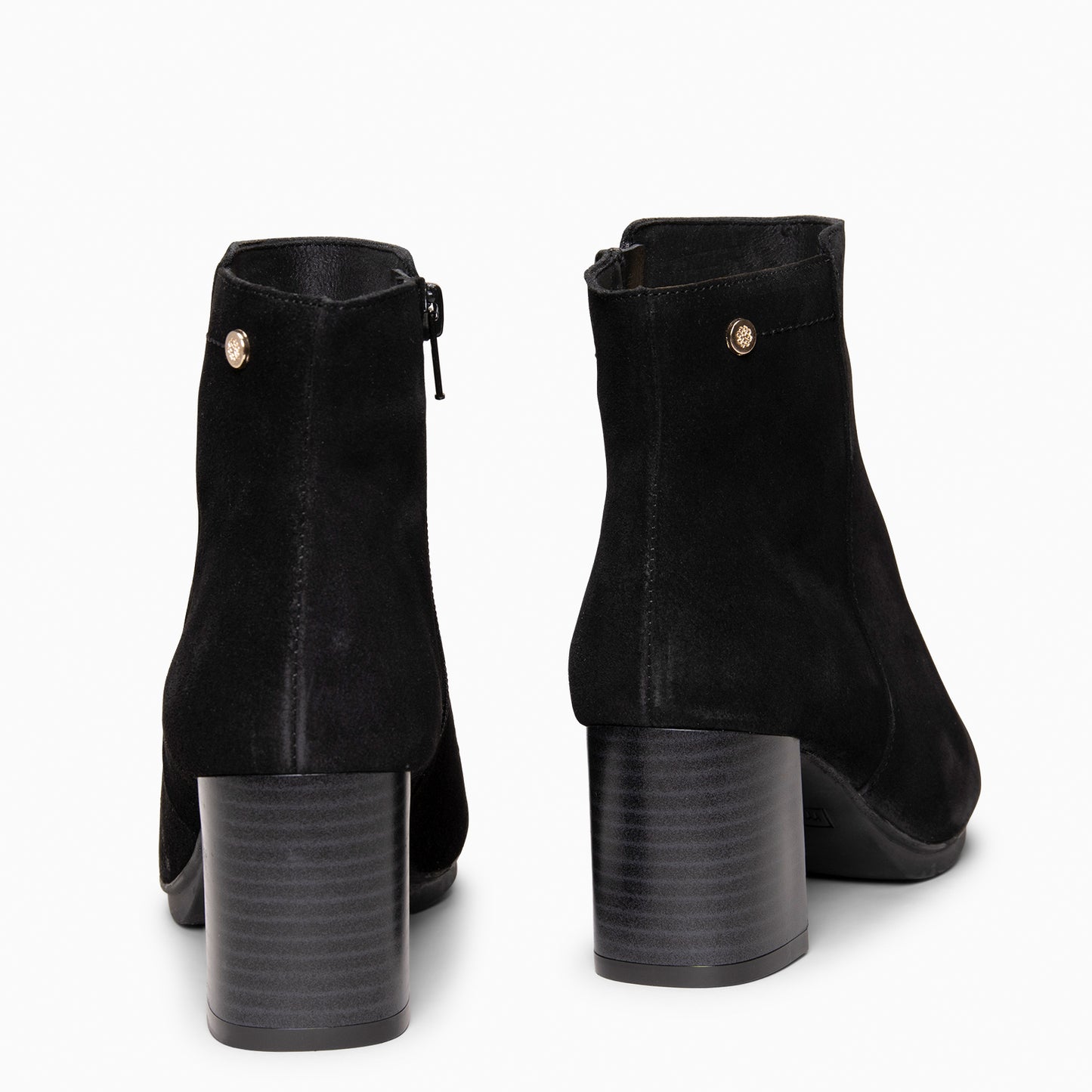 CITY - Botines de tacón ancho y punta fina NEGRO