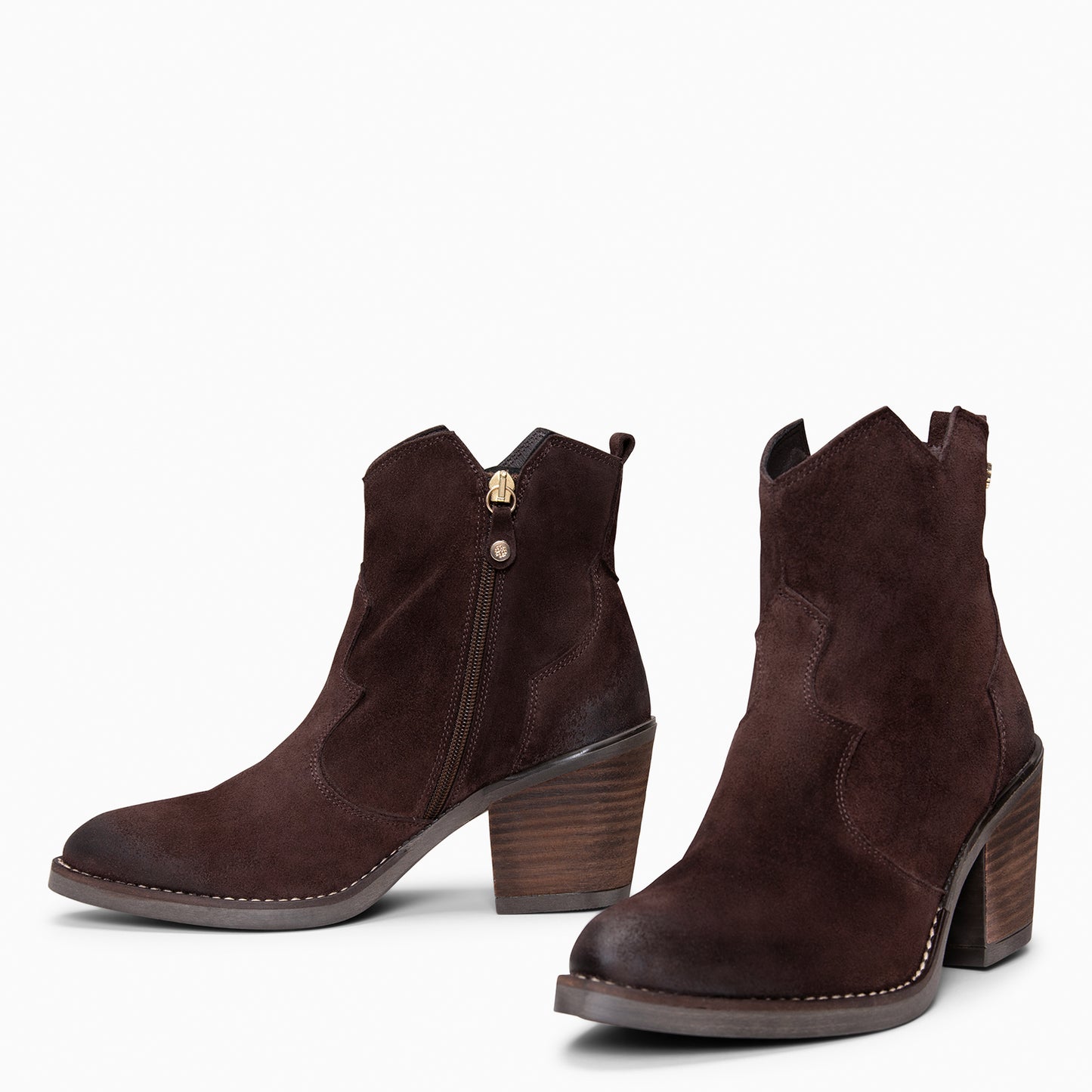 BEDFORD – Botines cowboy con tacón MARRON