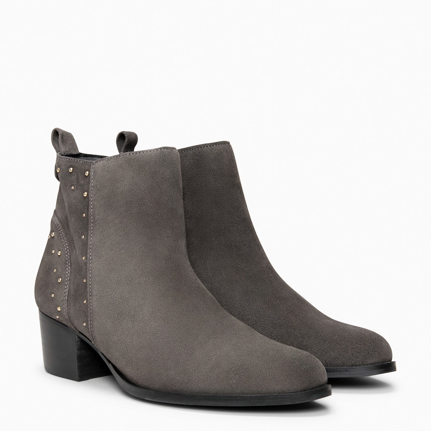 DUSTY– botines de serraje con tachas GRIS