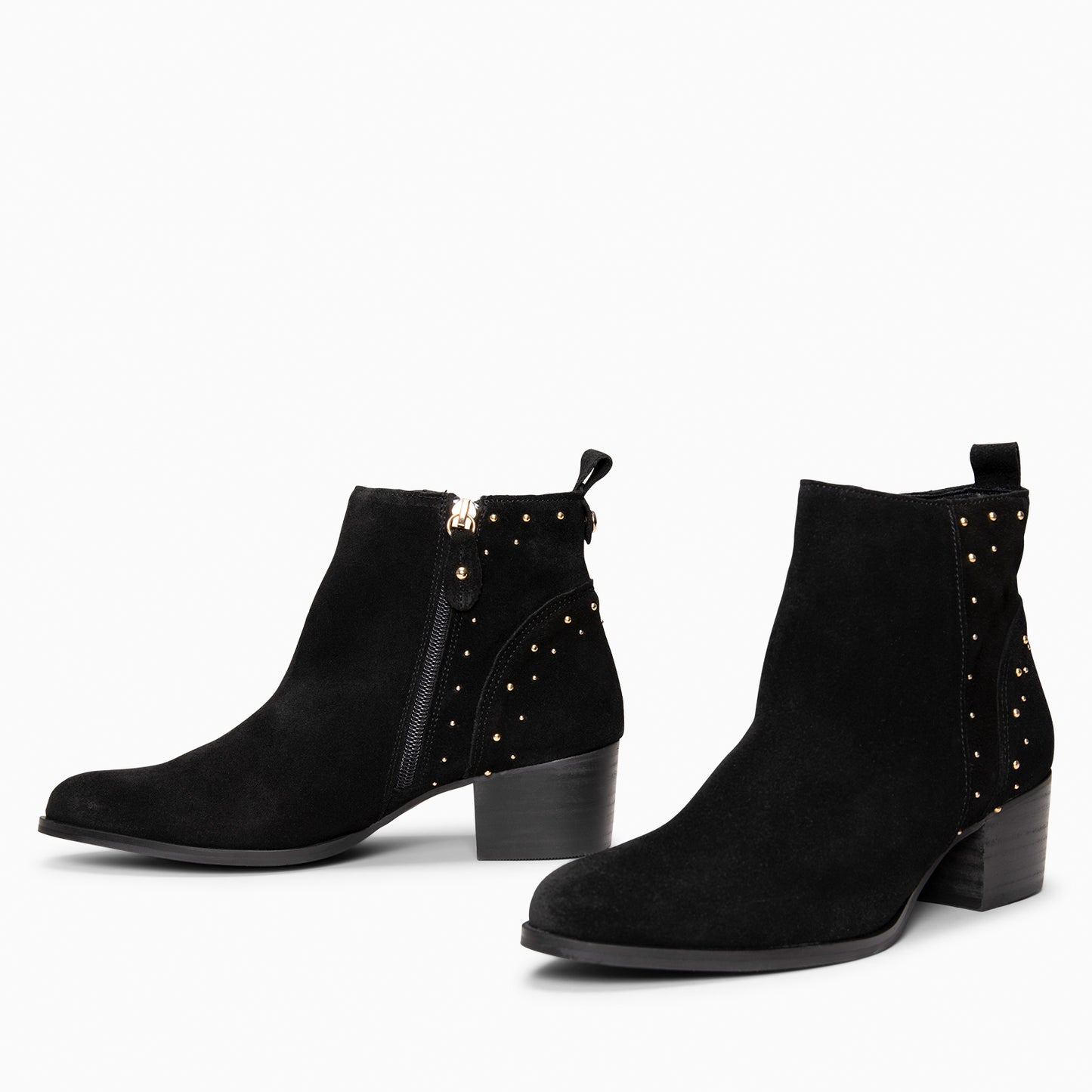 DUSTY– botines de serraje con tachas NEGRO