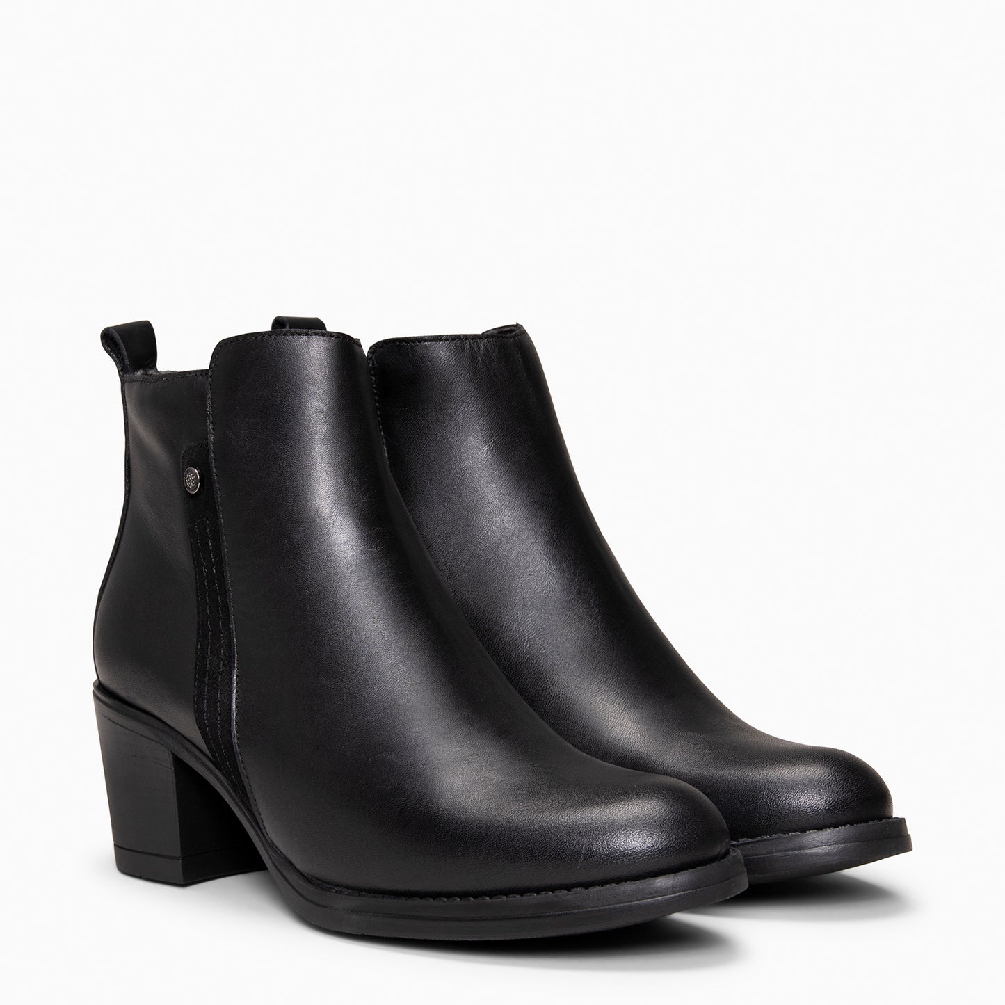 MONTSE – Botin de tacón ancho de piel NEGRO