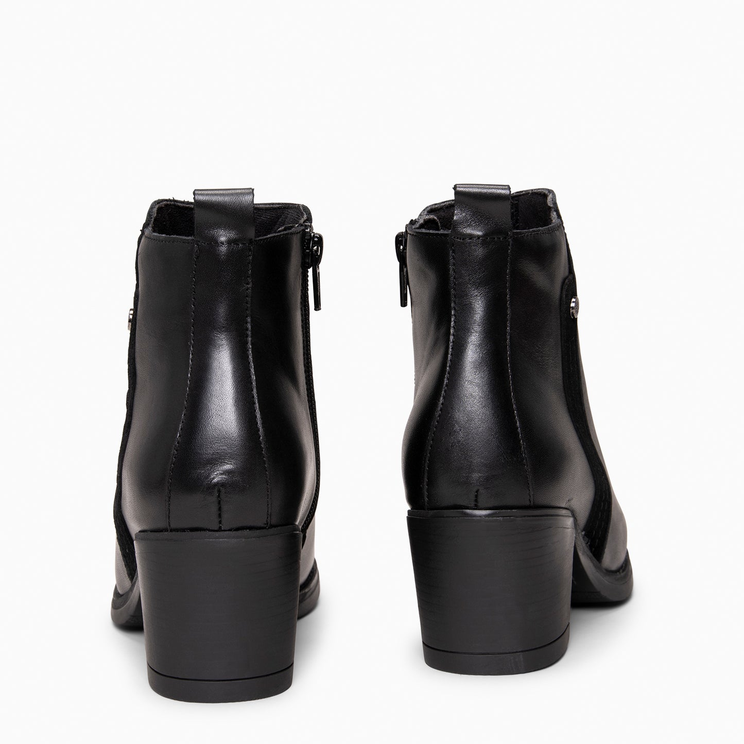 MONTSE – Botin de tacón ancho de piel NEGRO