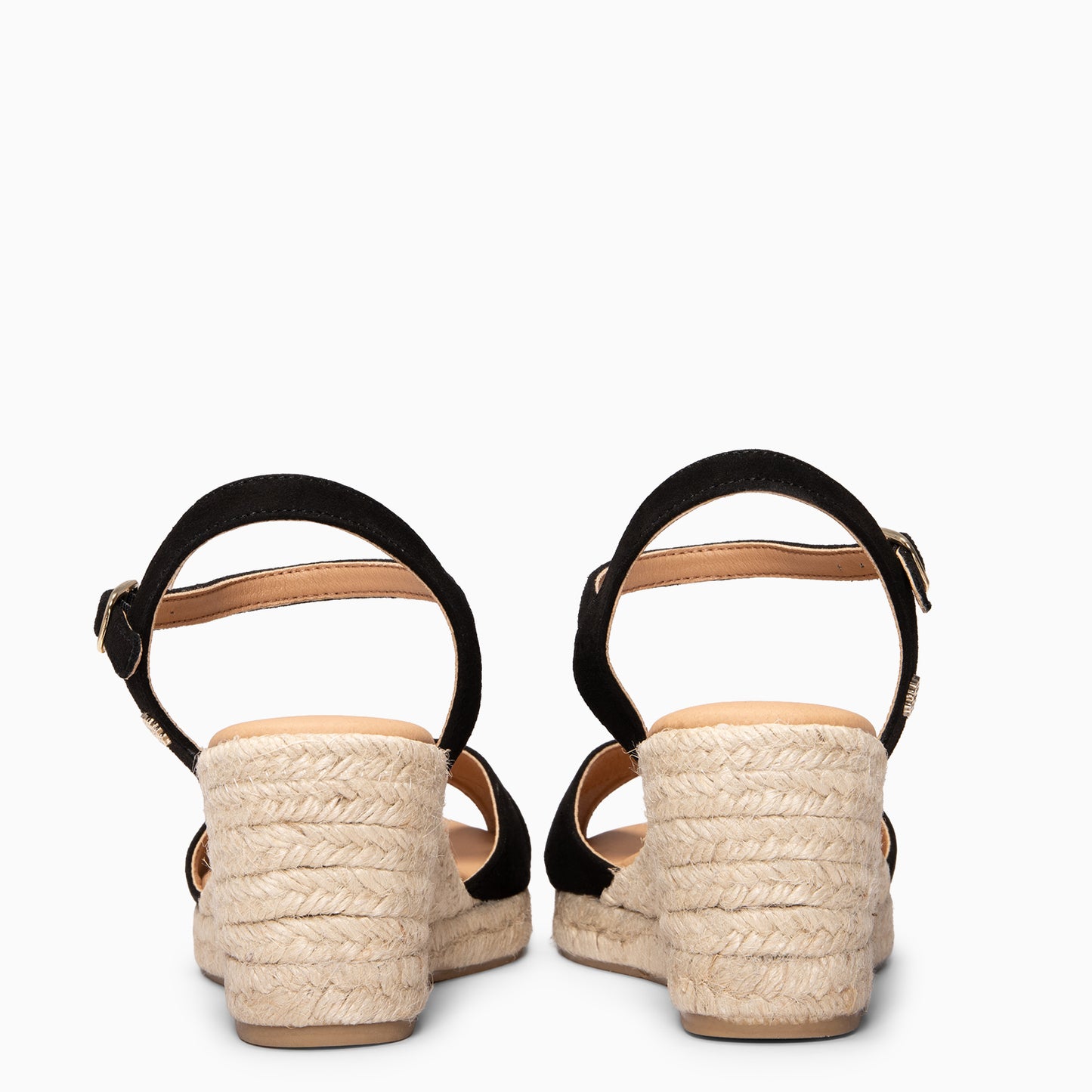 CALPE - Cuña de yute artesanal con tiras cruzadas NEGRO