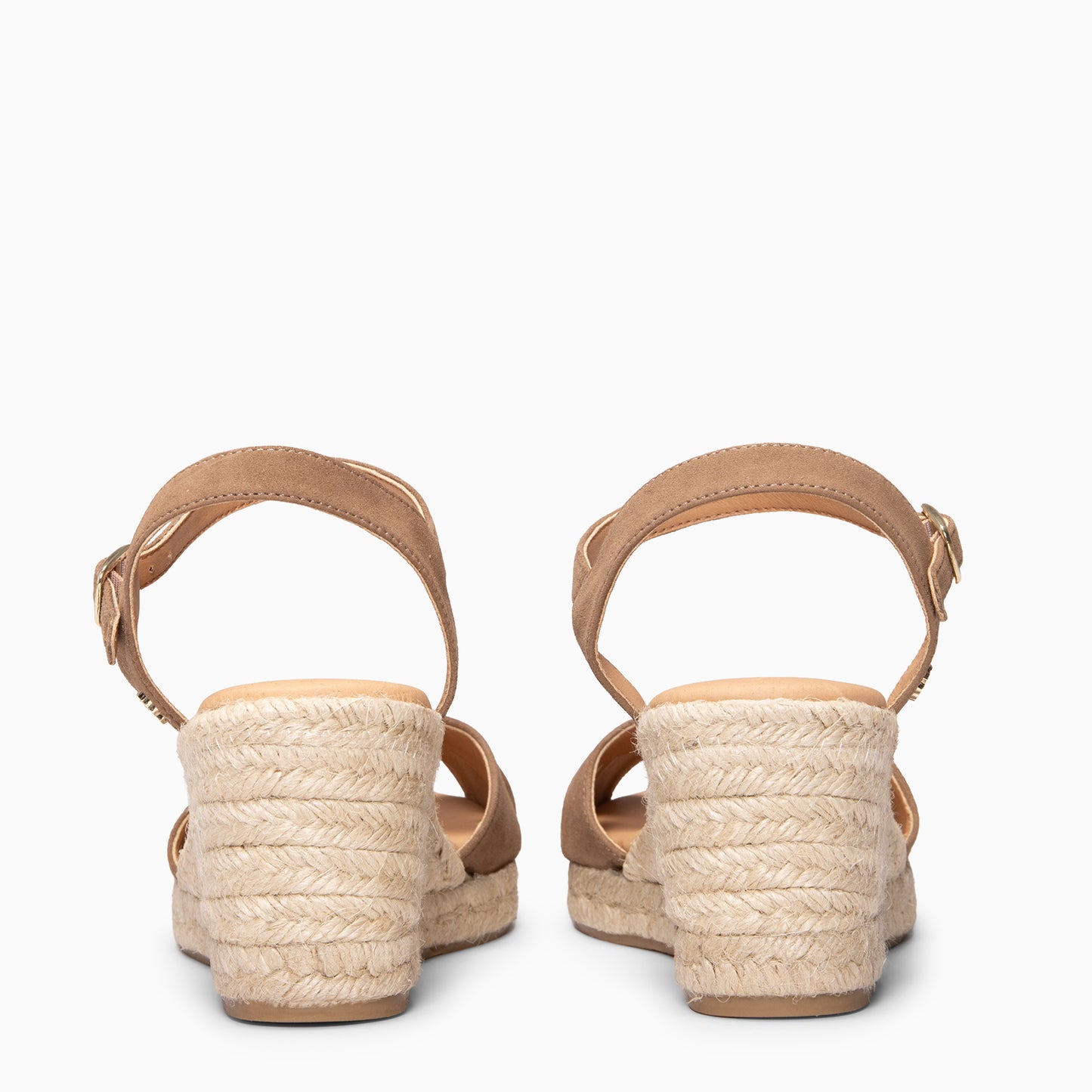 CALPE – Cuñas de Esparto artesanal con tiras y hebilla TAUPE