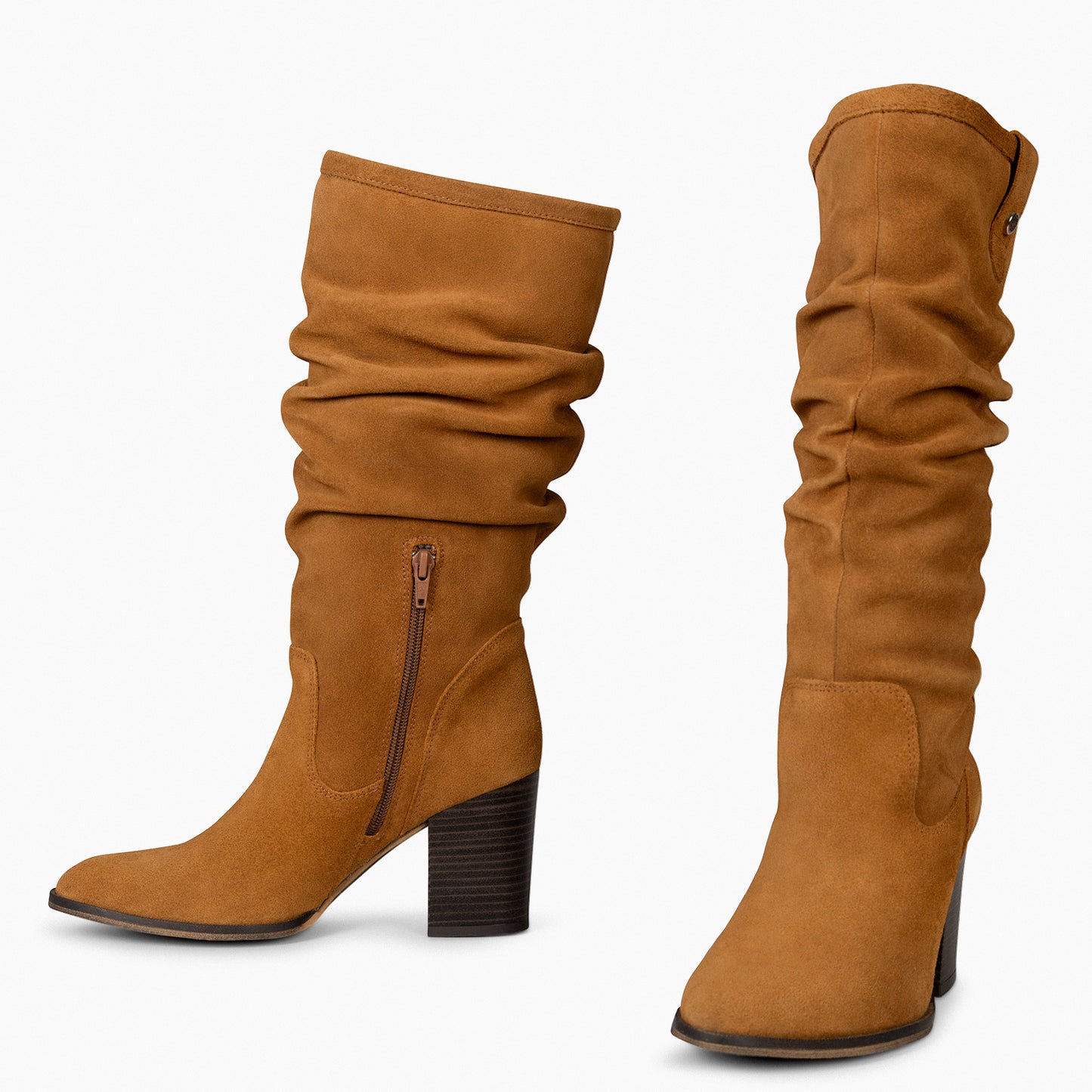 VILNA – Botas altas con tacón CAMEL