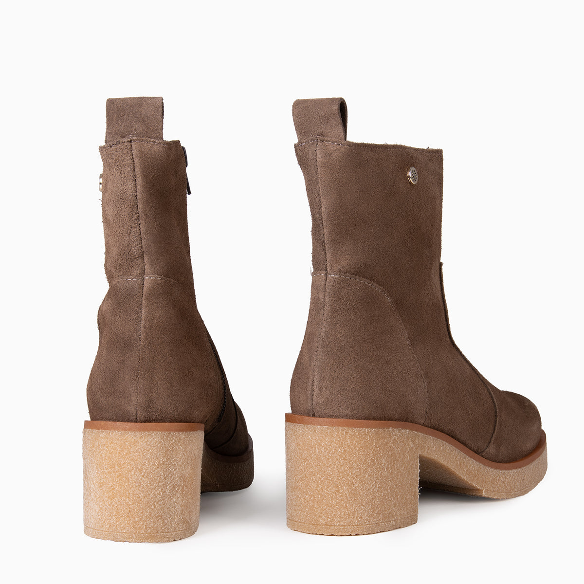 PETRA - Botines de tacón de piel hidrofugada TAUPE