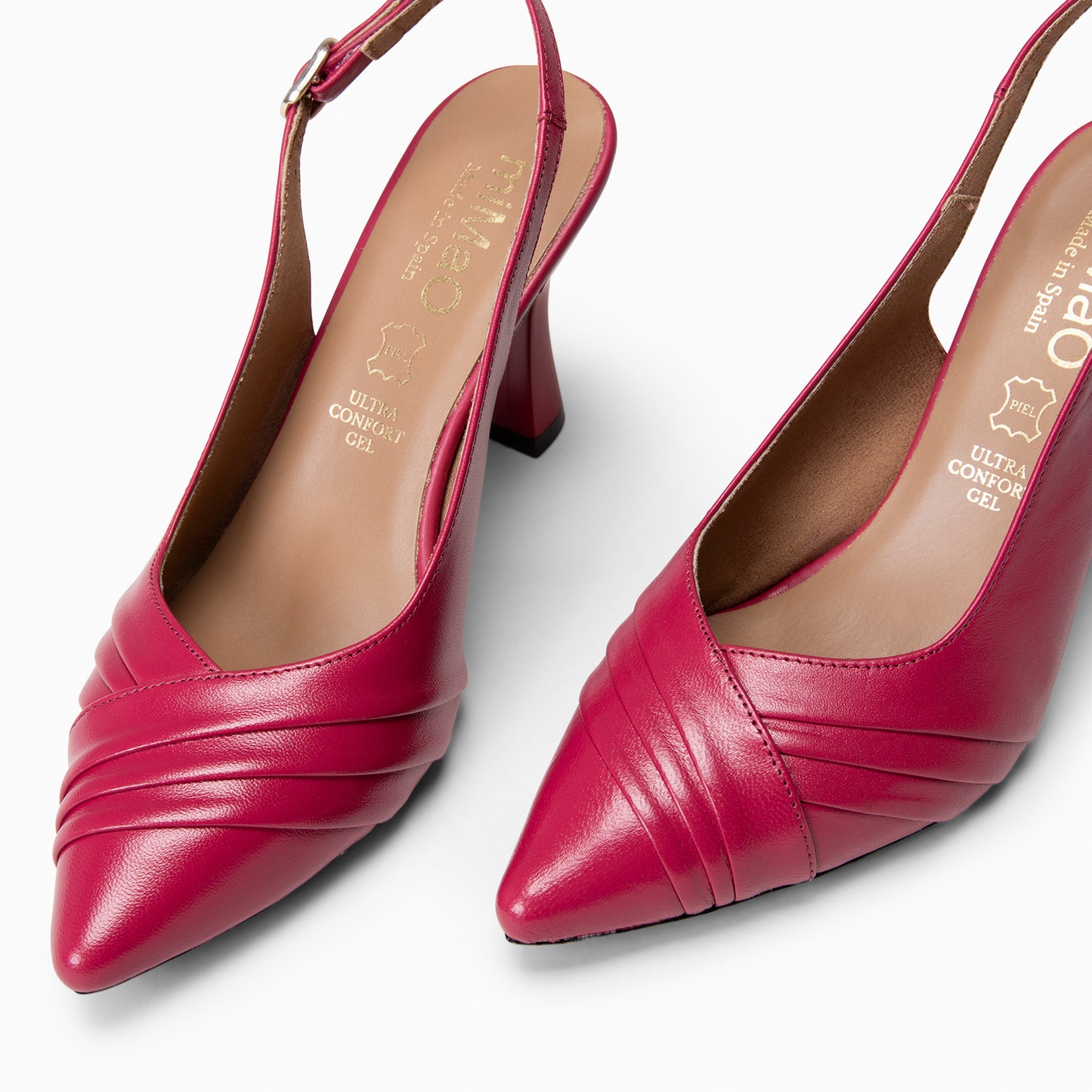 CARLA– Zapato de tacón alto destalonado CEREZA