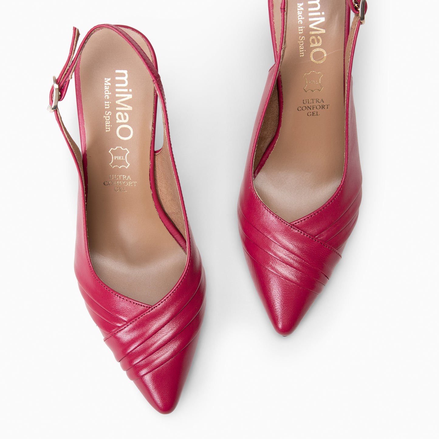 CARLA– Zapato de tacón alto destalonado CEREZA