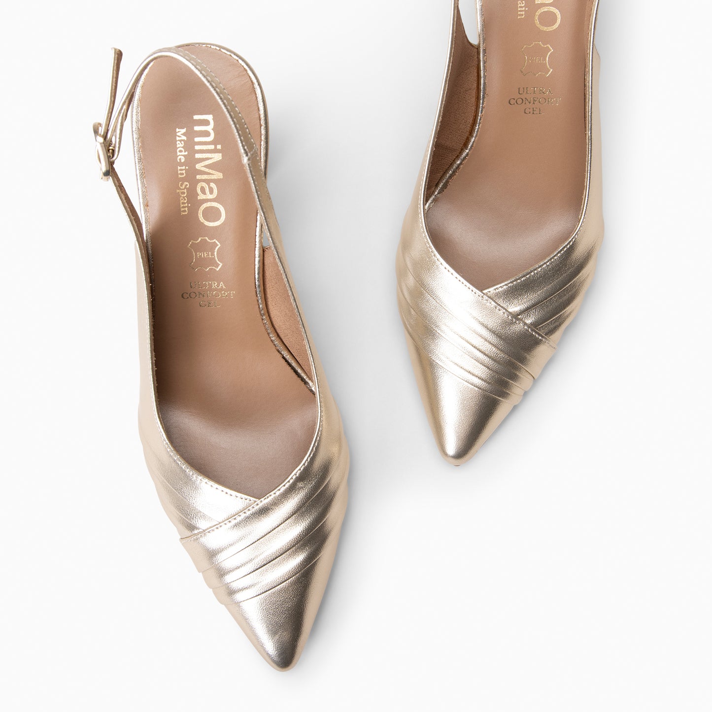 CARLA– Zapato de tacón alto destalonado PLATINO