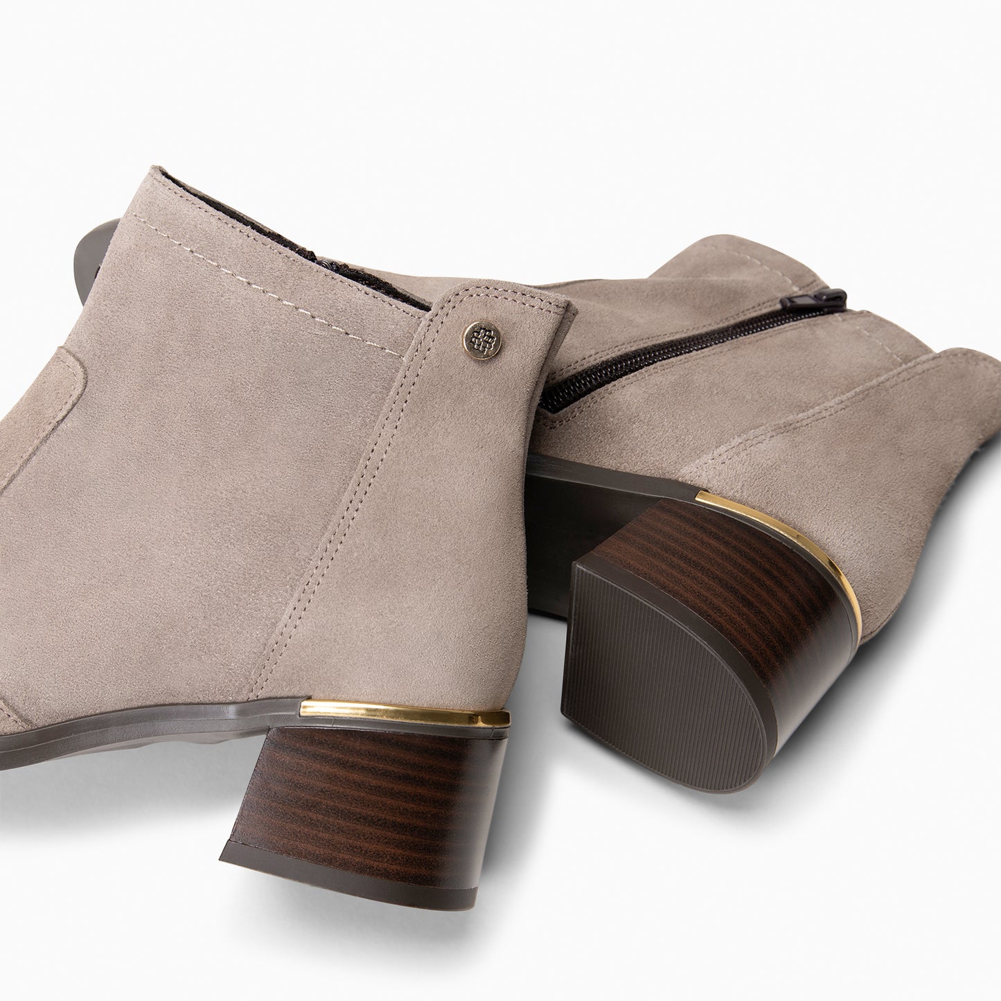 NIXIE – botines de tacón bajo para mujer  TAUPE