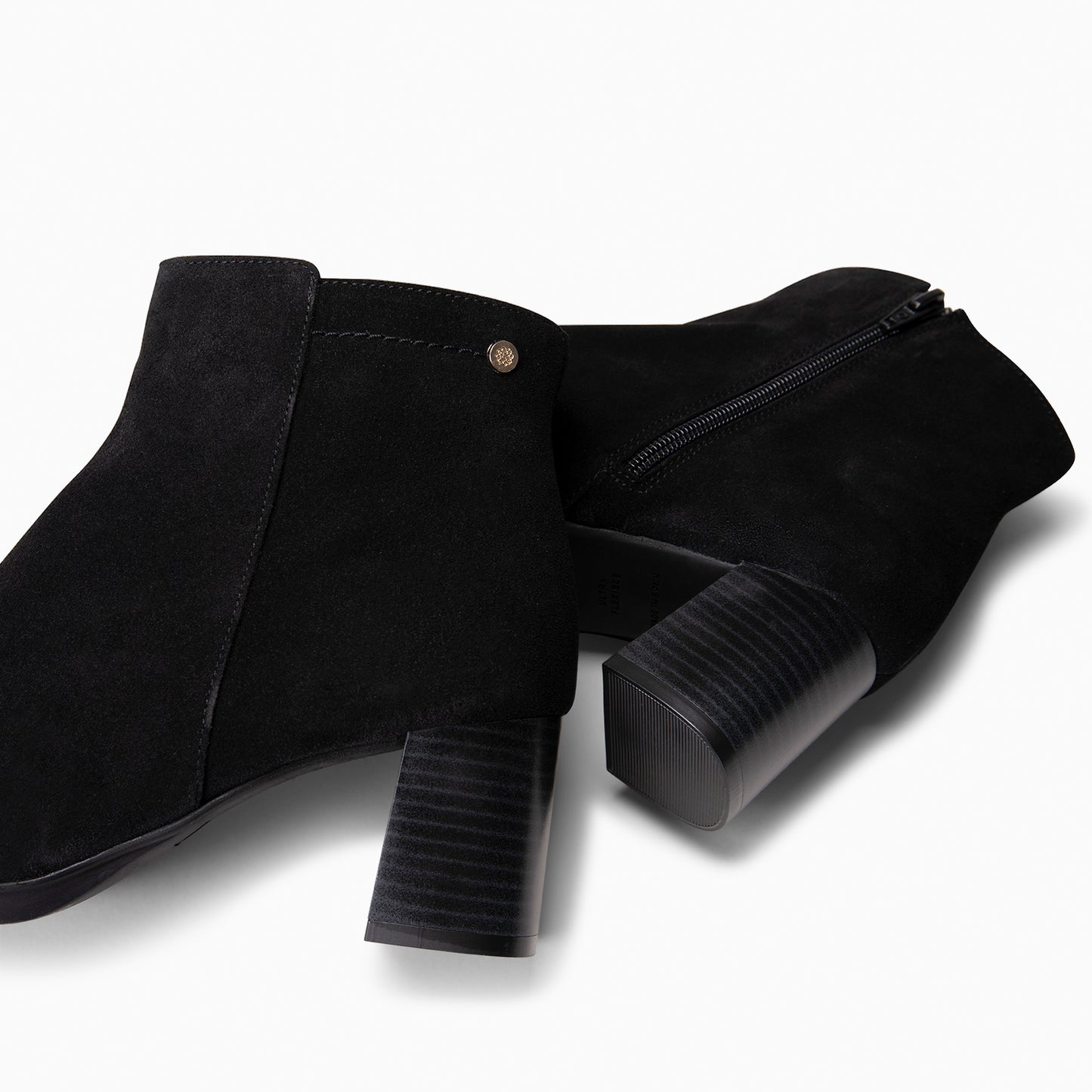 CITY - Botines de tacón ancho y punta fina NEGRO