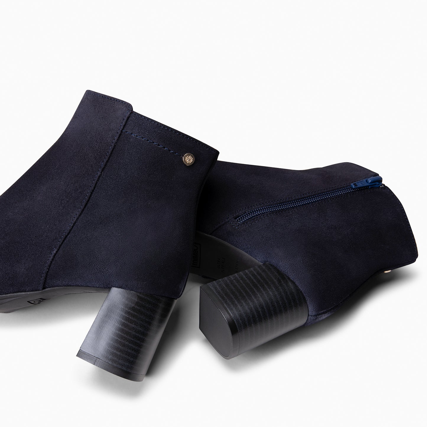 CITY - Botines de tacón ancho y punta fina MARINO