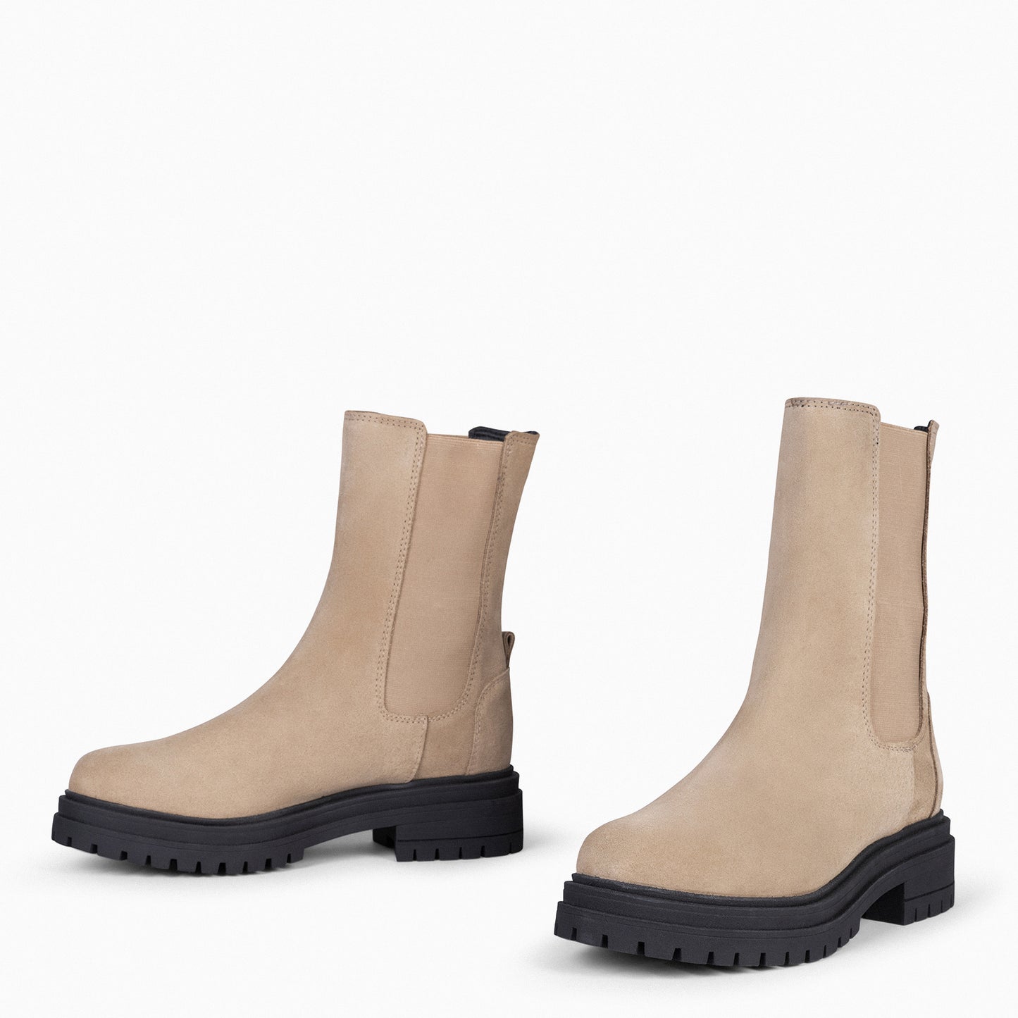 STANFORD - Bottines Chelsea à Plateforme Track BEIGE