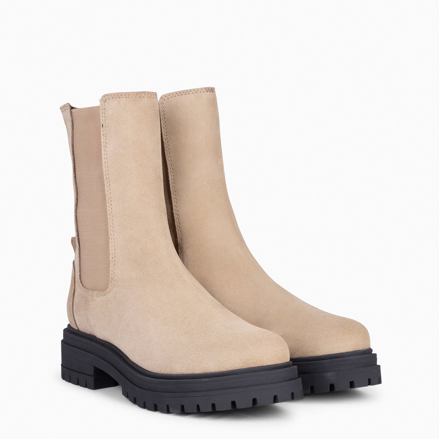 STANFORD - Bottines Chelsea à Plateforme Track BEIGE