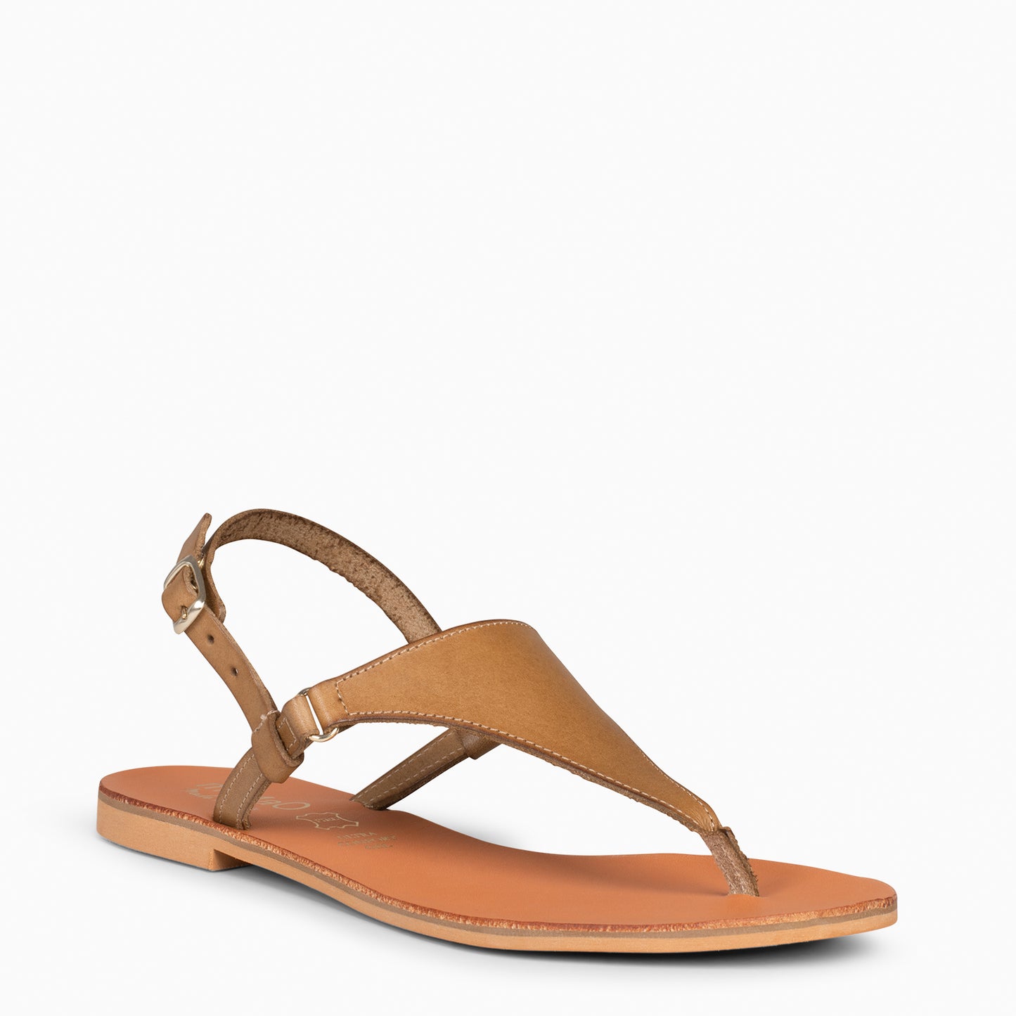 GAZANIA - Sandales esclave pour femme avec boucle CAMEL 