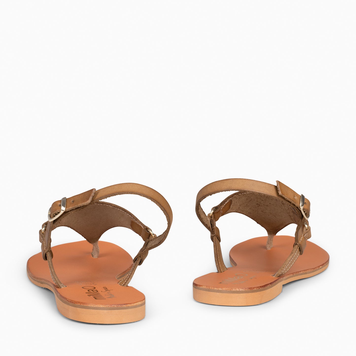 GAZANIA - Sandales esclave pour femme avec boucle CAMEL 