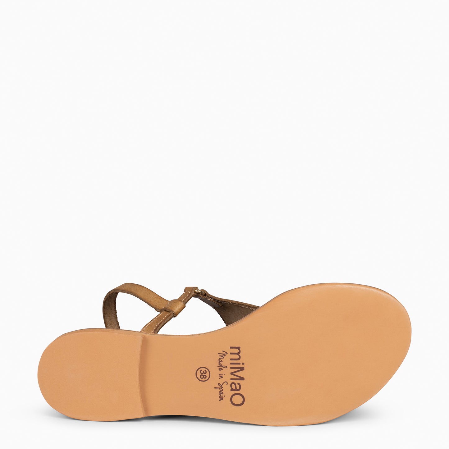 GAZANIA - Sandálias escravas femininas com fivela CAMEL 