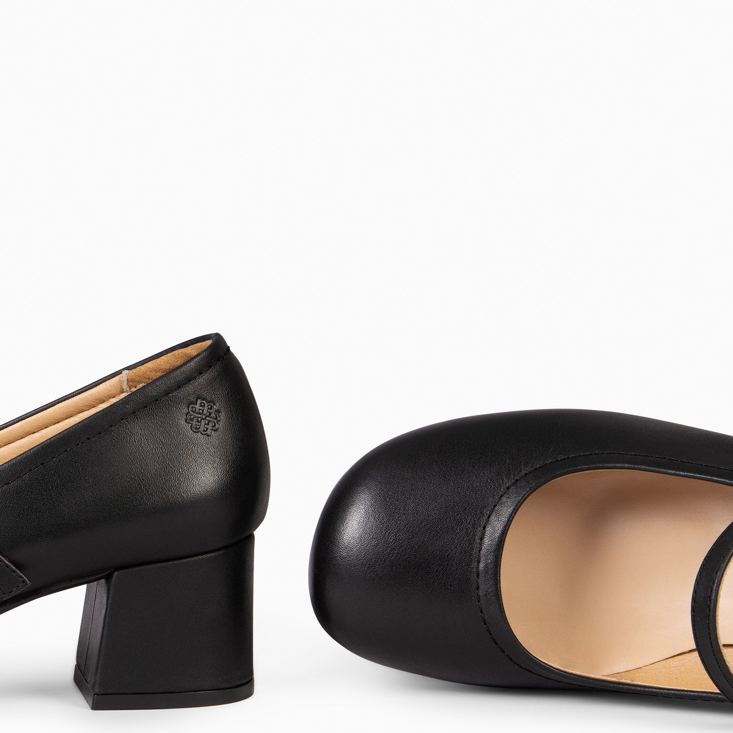 ROSALIA - Merceditas de tacón ancho de Piel NEGRO