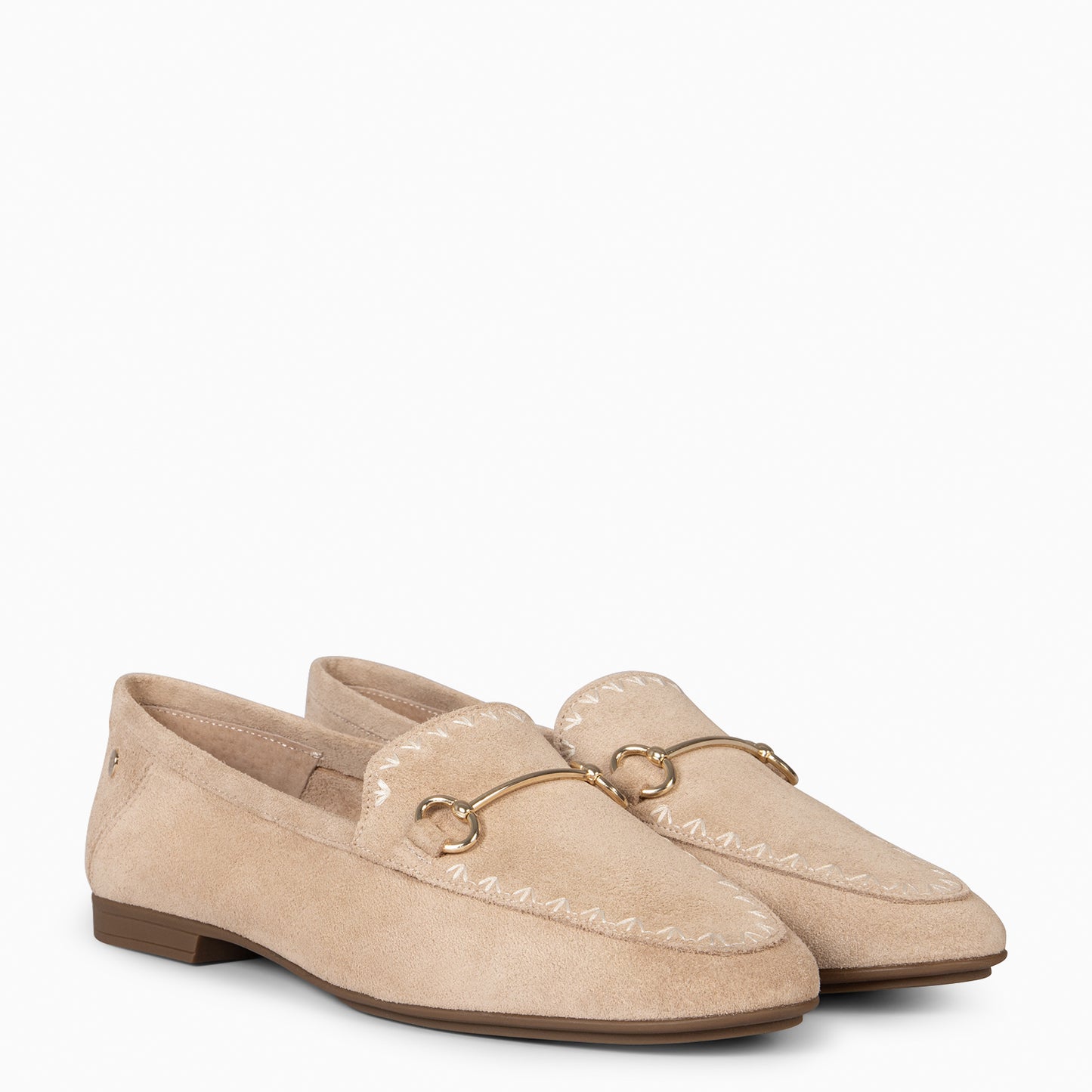 BLAKE – Mocasines de piel de serraje BEIGE