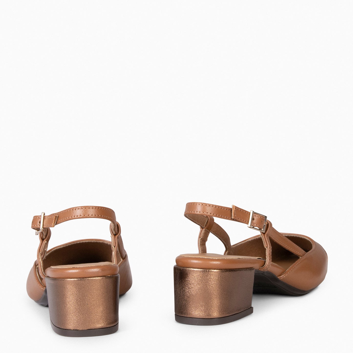 AUDREY - Ballerines slingback bicolores à talon LEATHERCOBRE