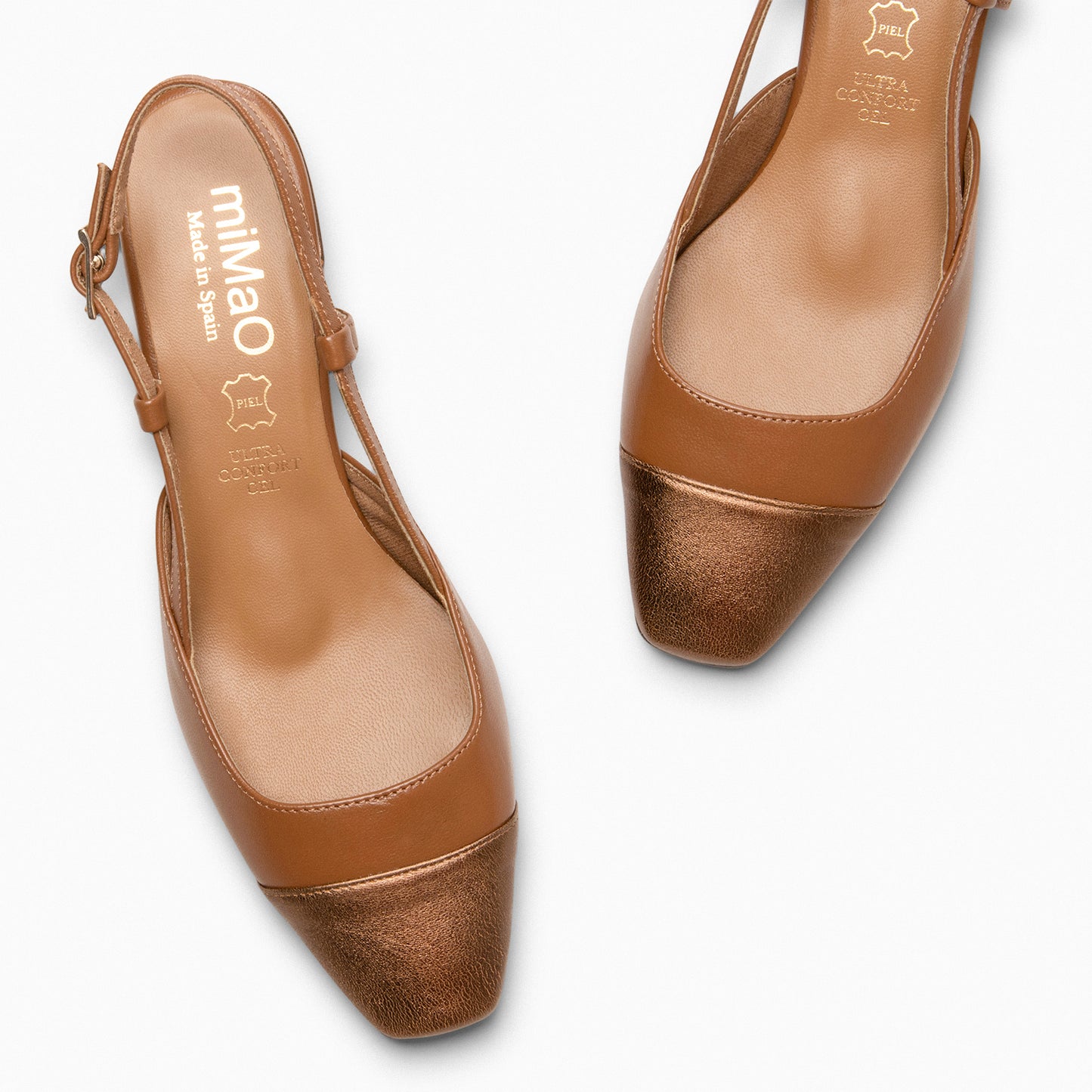 AUDREY - Ballerines slingback bicolores à talon LEATHERCOBRE