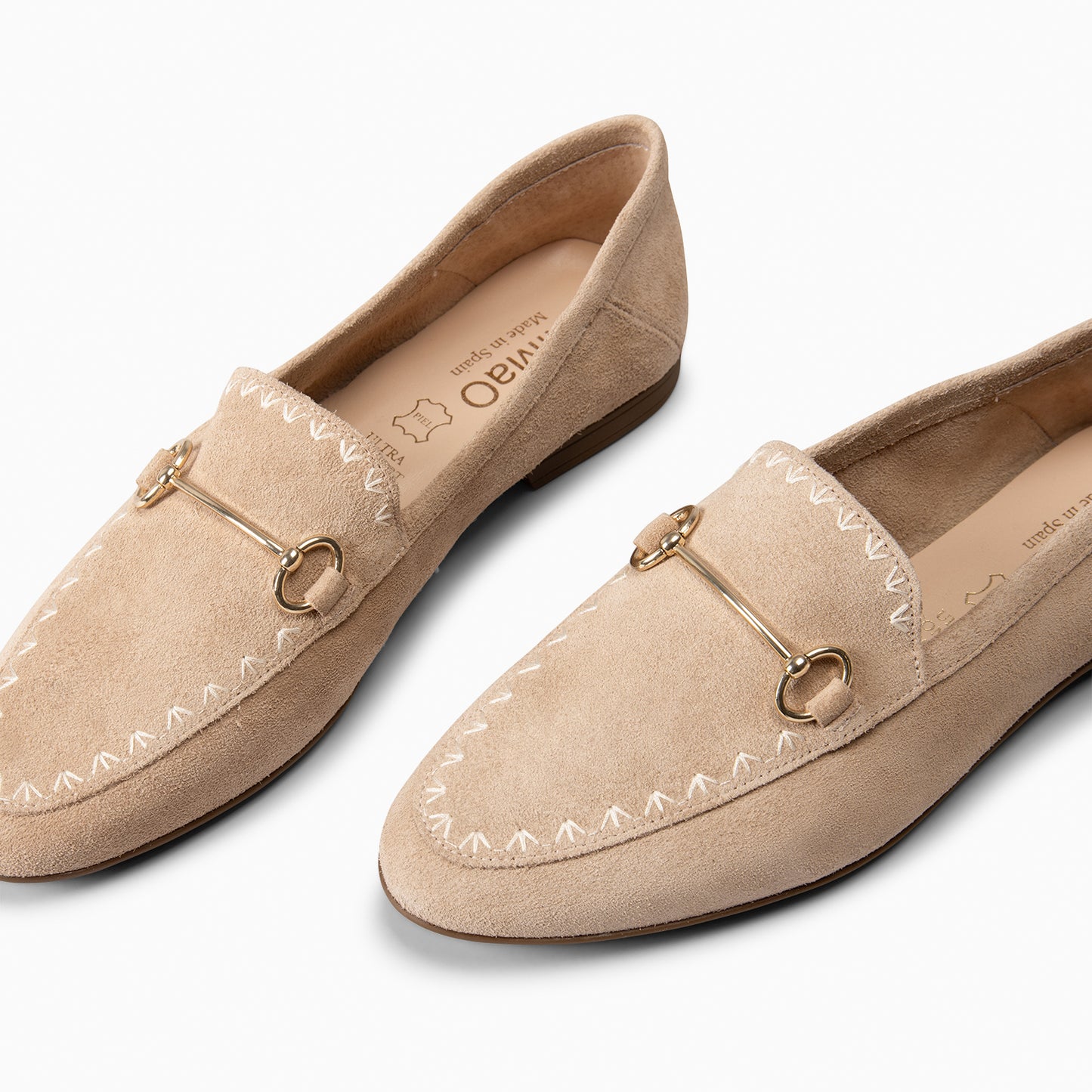 BLAKE – Mocasines de piel de serraje BEIGE